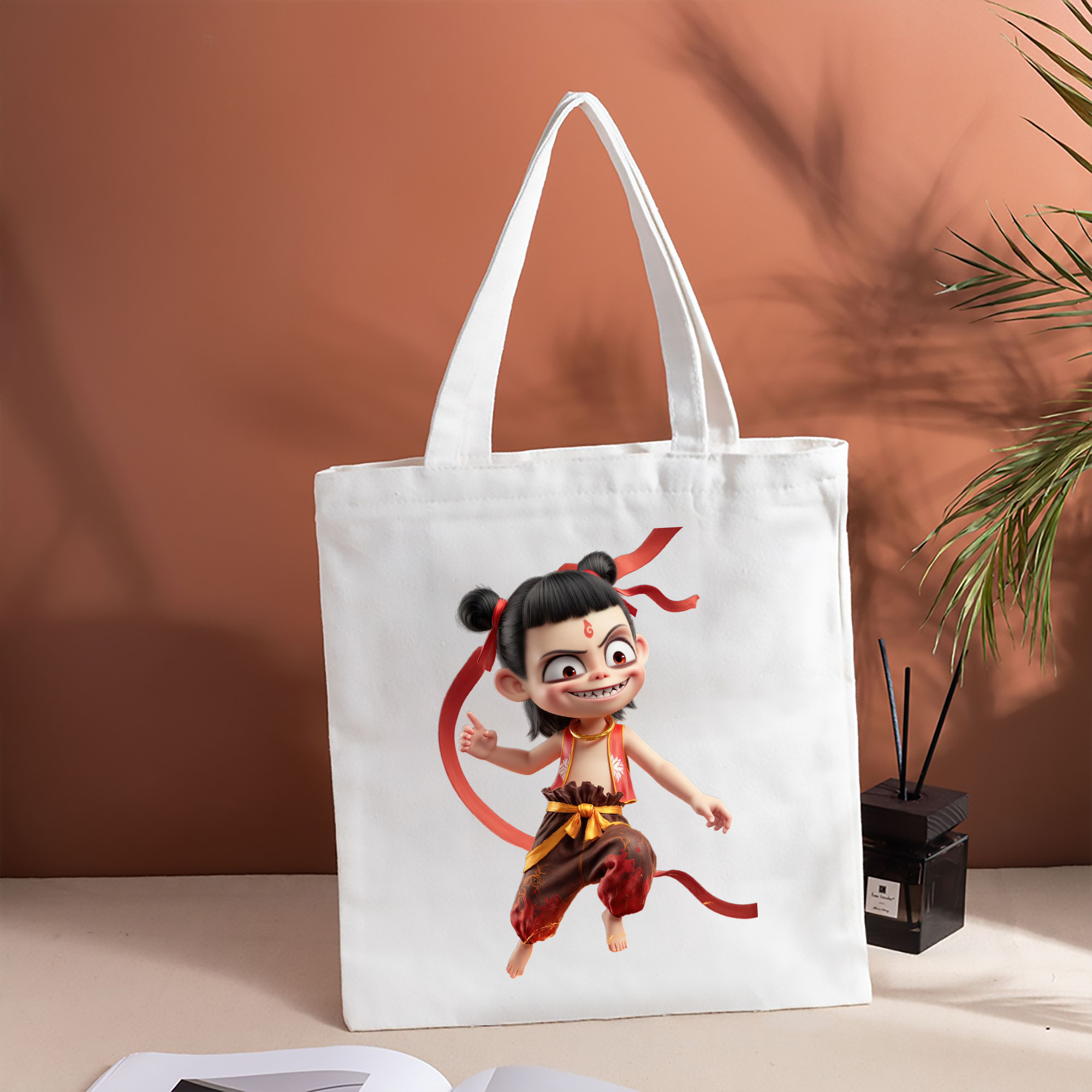 Ne Zha 2 ナタ 魔童の大暴れ 縦型キャンバス生地手提げバッグ　トートバッグ