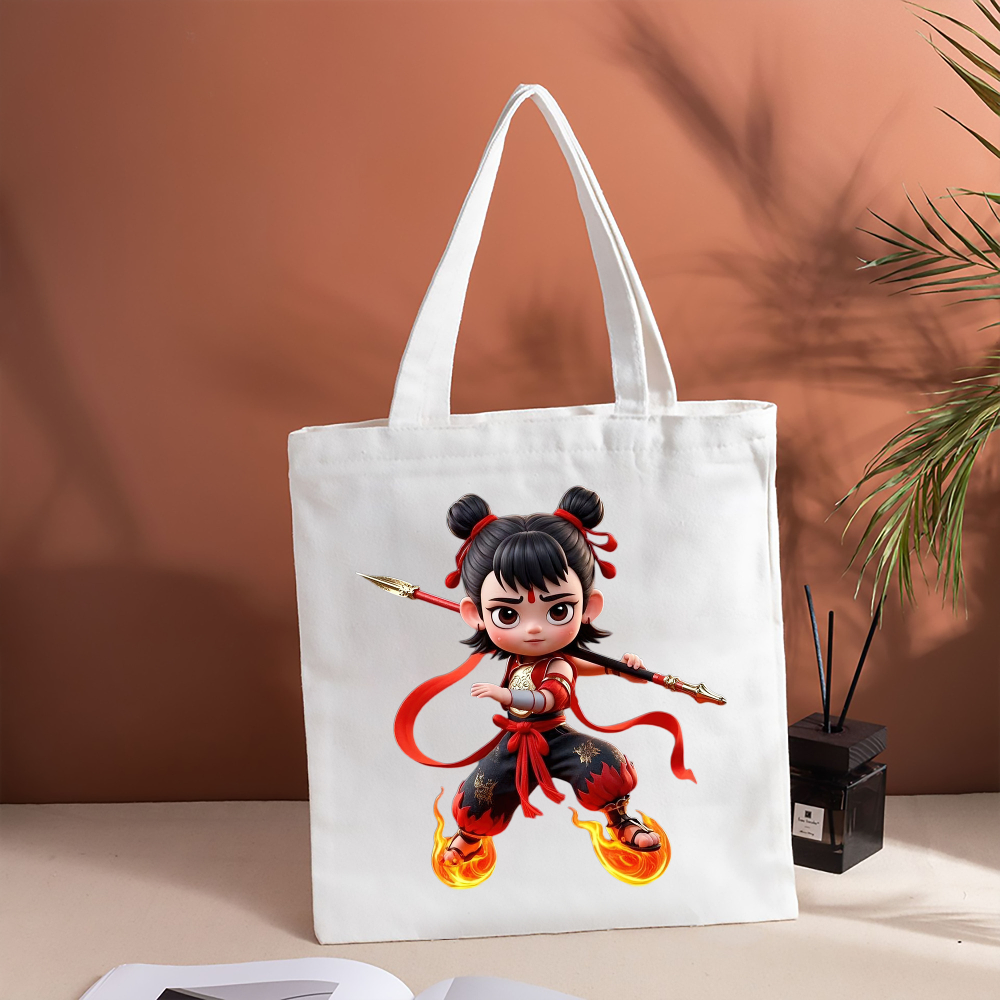 Ne Zha 2 ナタ 魔童の大暴れ 縦型キャンバス生地手提げバッグ　トートバッグ