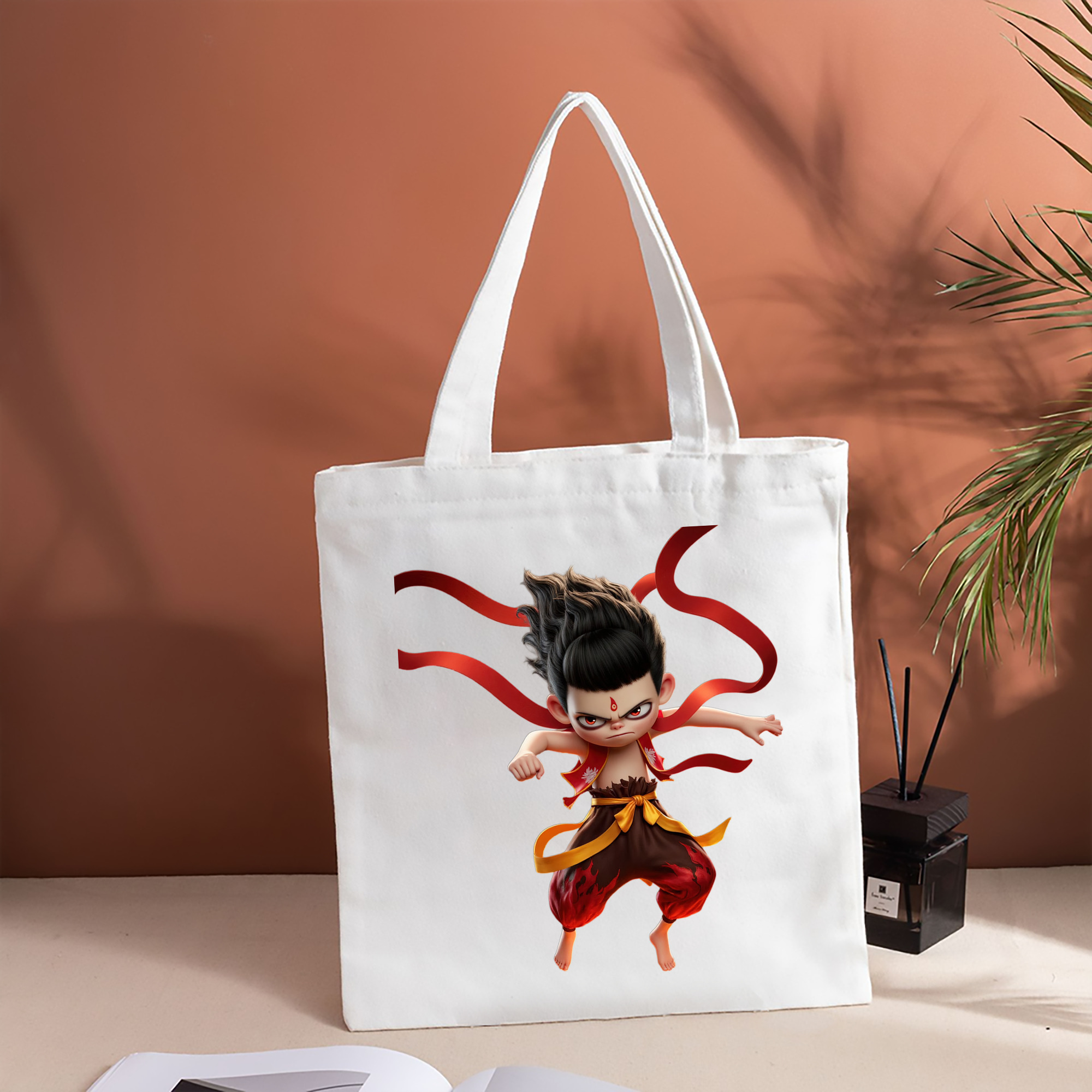 Ne Zha 2 ナタ 魔童の大暴れ 縦型キャンバス生地手提げバッグ　トートバッグ