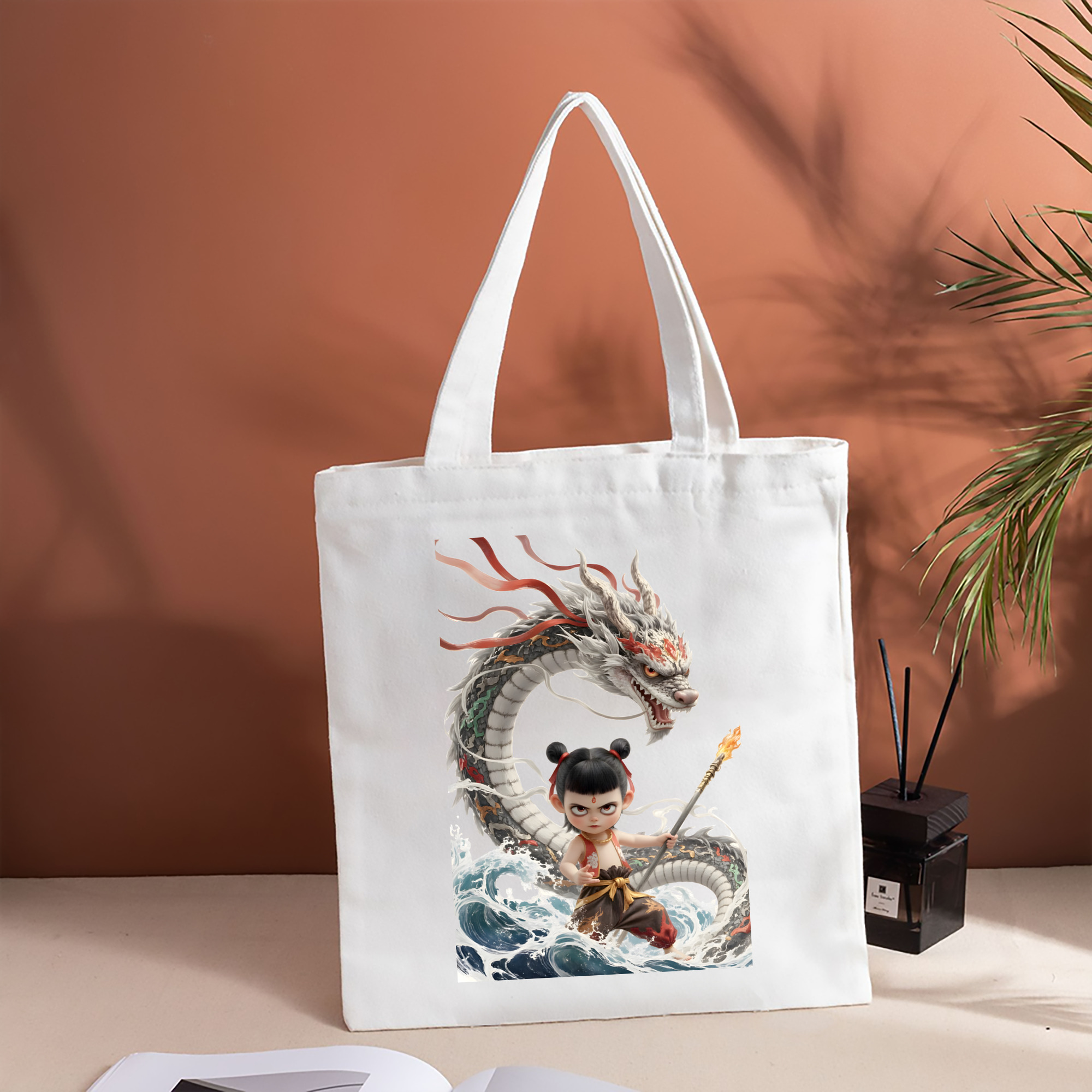 Ne Zha 2 ナタ 魔童の大暴れ 縦型キャンバス生地手提げバッグ　トートバッグ