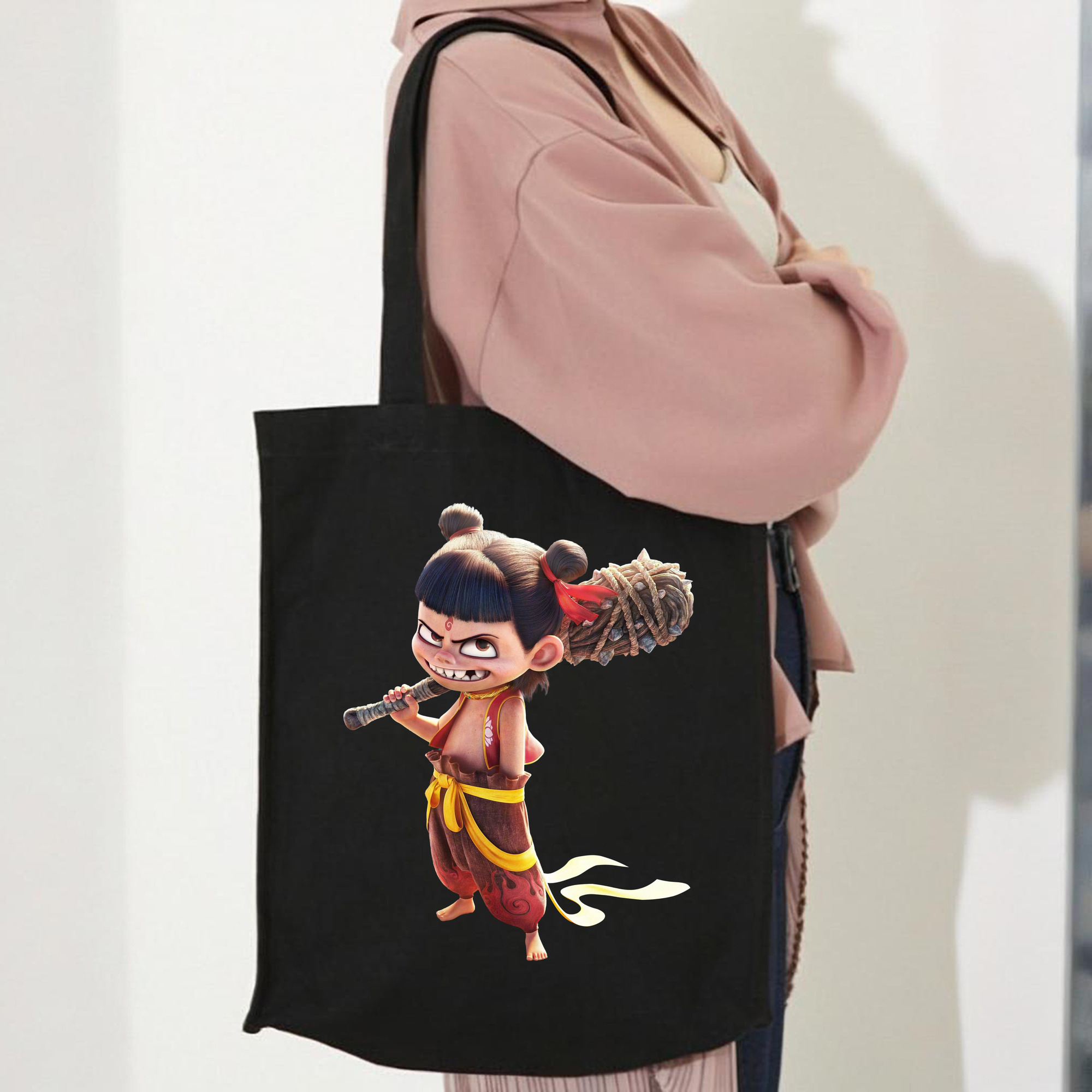 Ne Zha 2 ナタ 魔童の大暴れ 縦型キャンバス生地手提げバッグ　トートバッグ