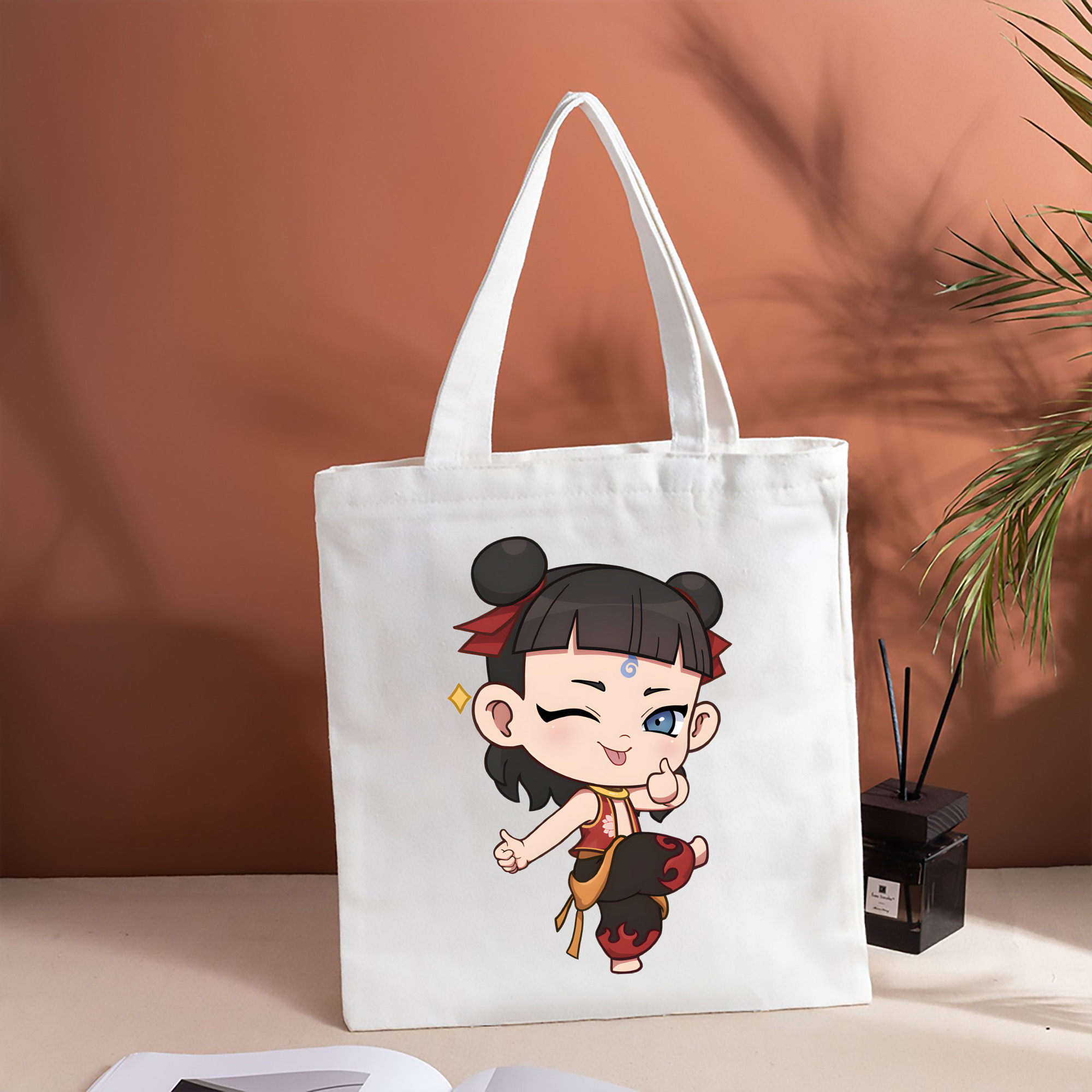 Ne Zha 2 ナタ 魔童の大暴れ 縦型キャンバス生地手提げバッグ　トートバッグ