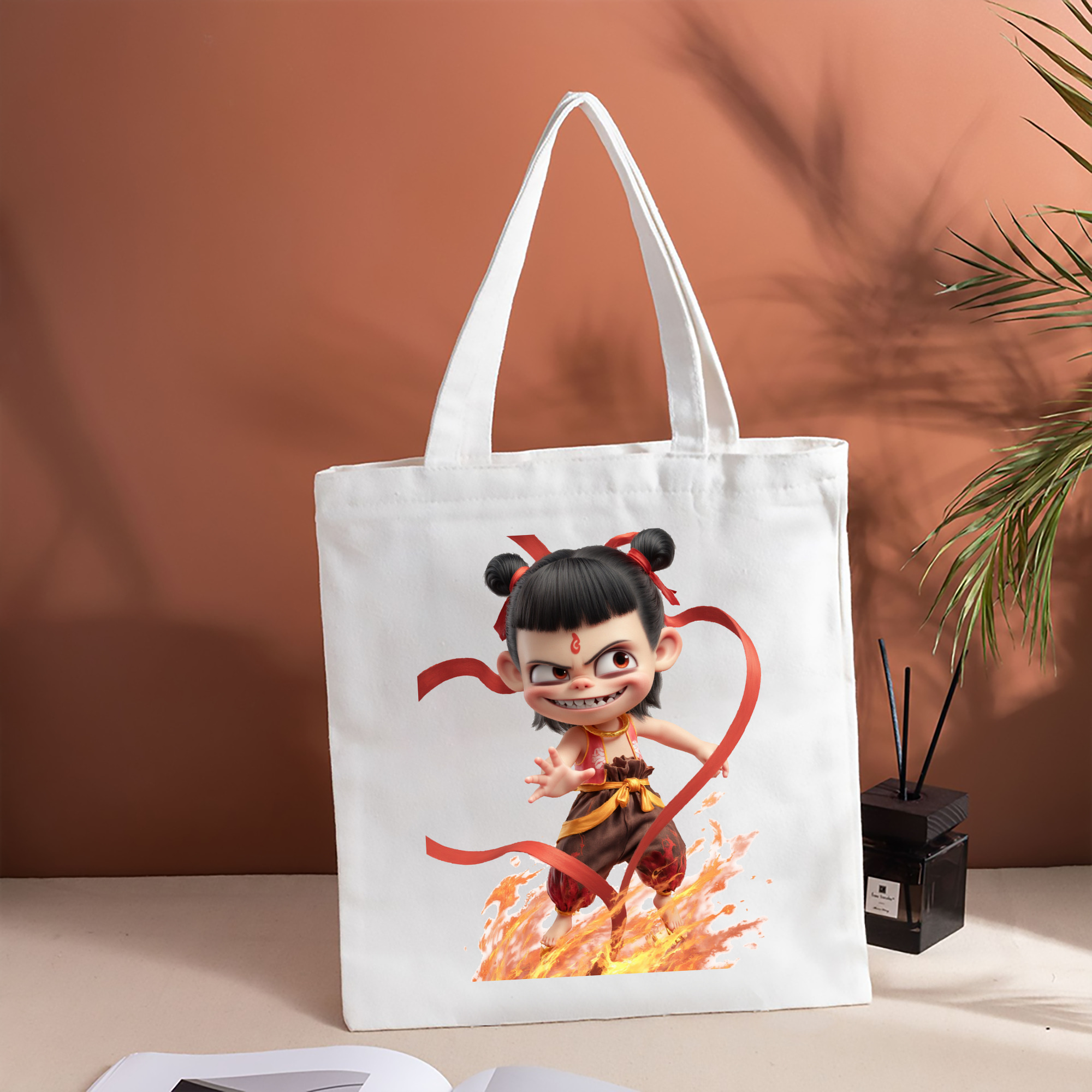 Ne Zha 2 ナタ 魔童の大暴れ 縦型キャンバス生地手提げバッグ　トートバッグ