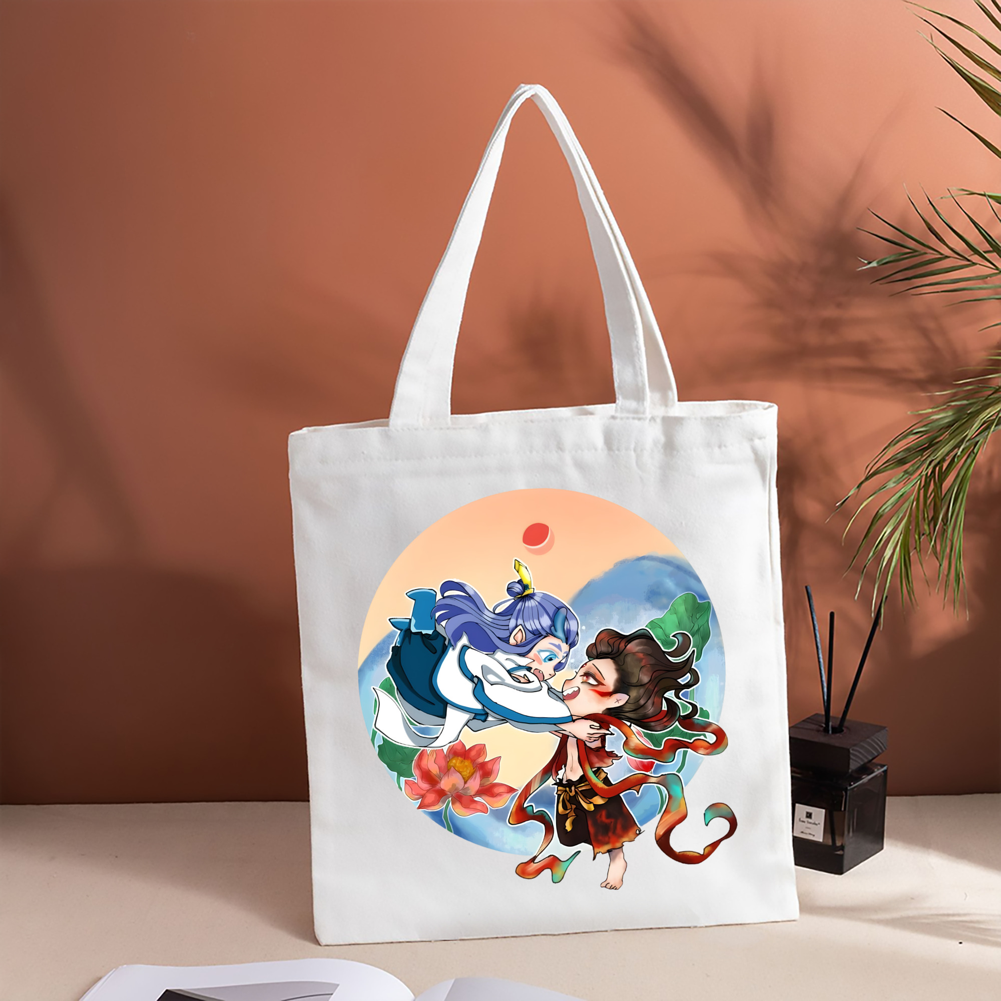 Ne Zha 2 ナタ 魔童の大暴れ 縦型キャンバス生地手提げバッグ　トートバッグ