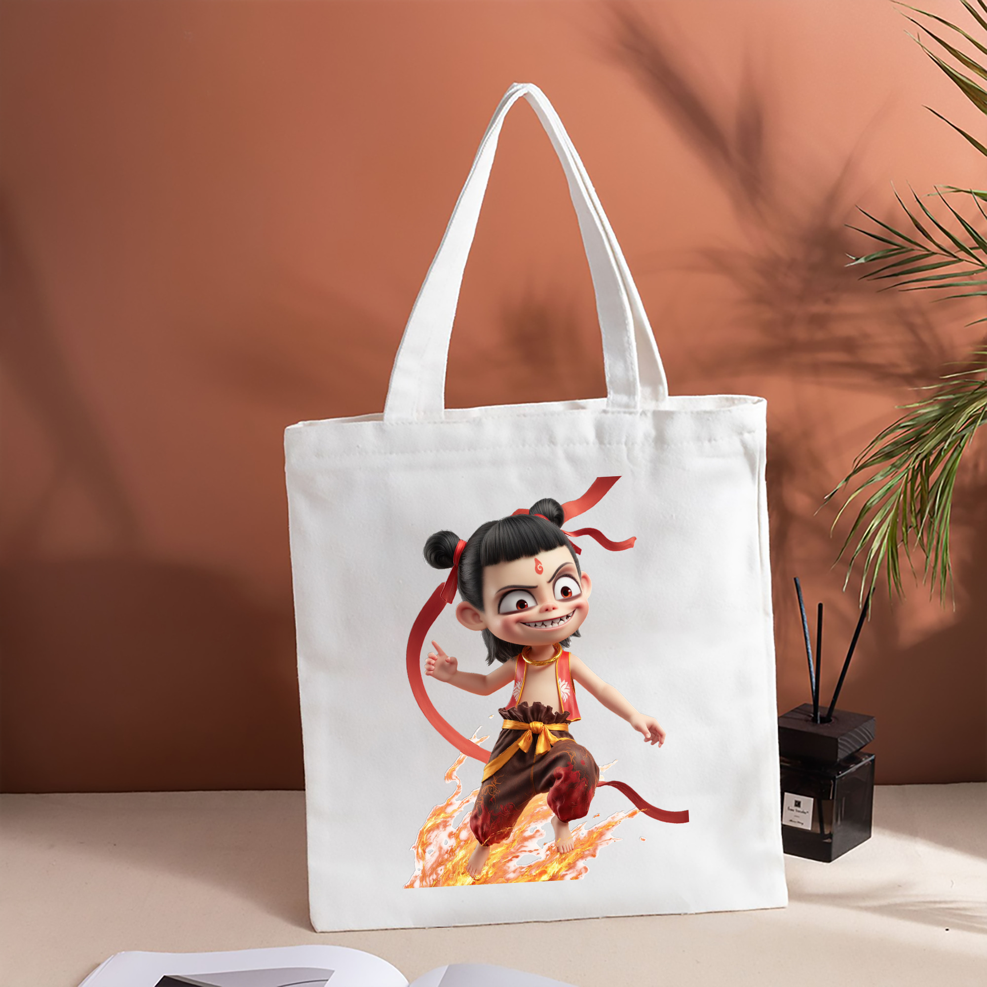Ne Zha 2 ナタ 魔童の大暴れ 縦型キャンバス生地手提げバッグ　トートバッグ