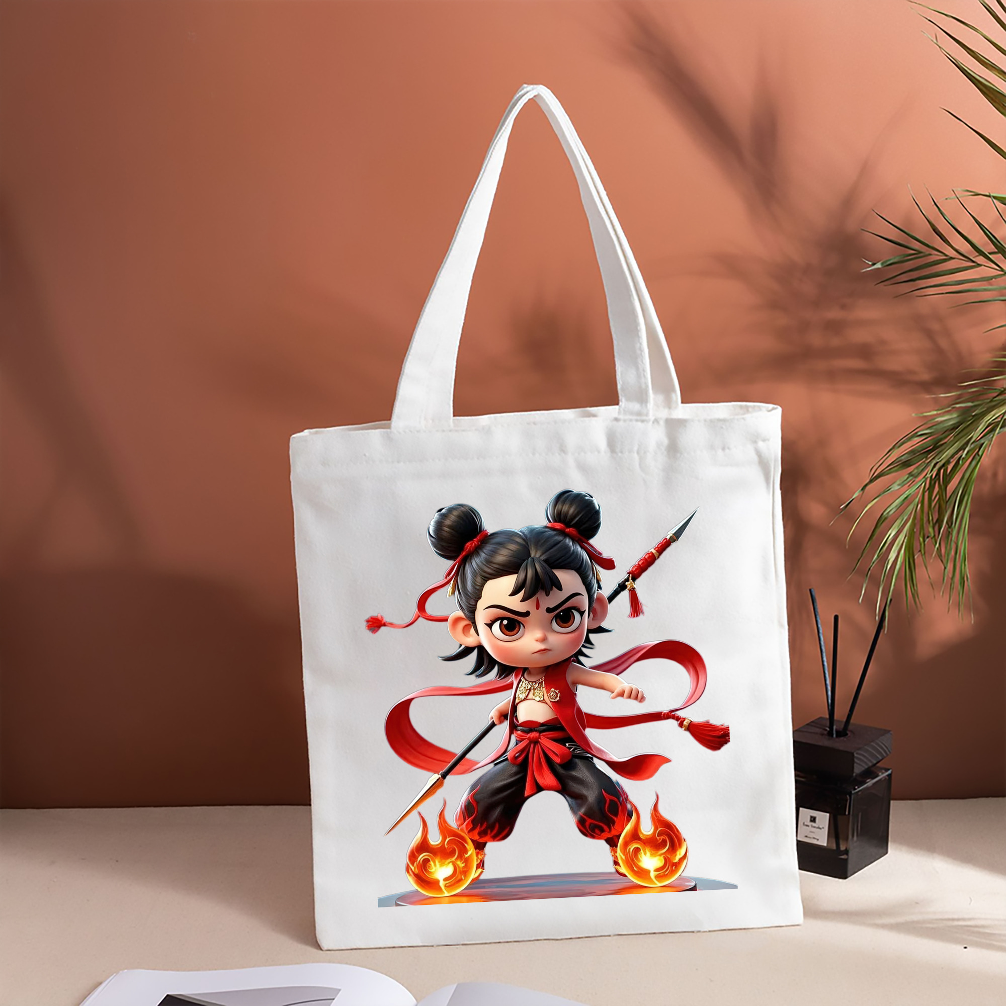 Ne Zha 2 ナタ 魔童の大暴れ 縦型キャンバス生地手提げバッグ　トートバッグ