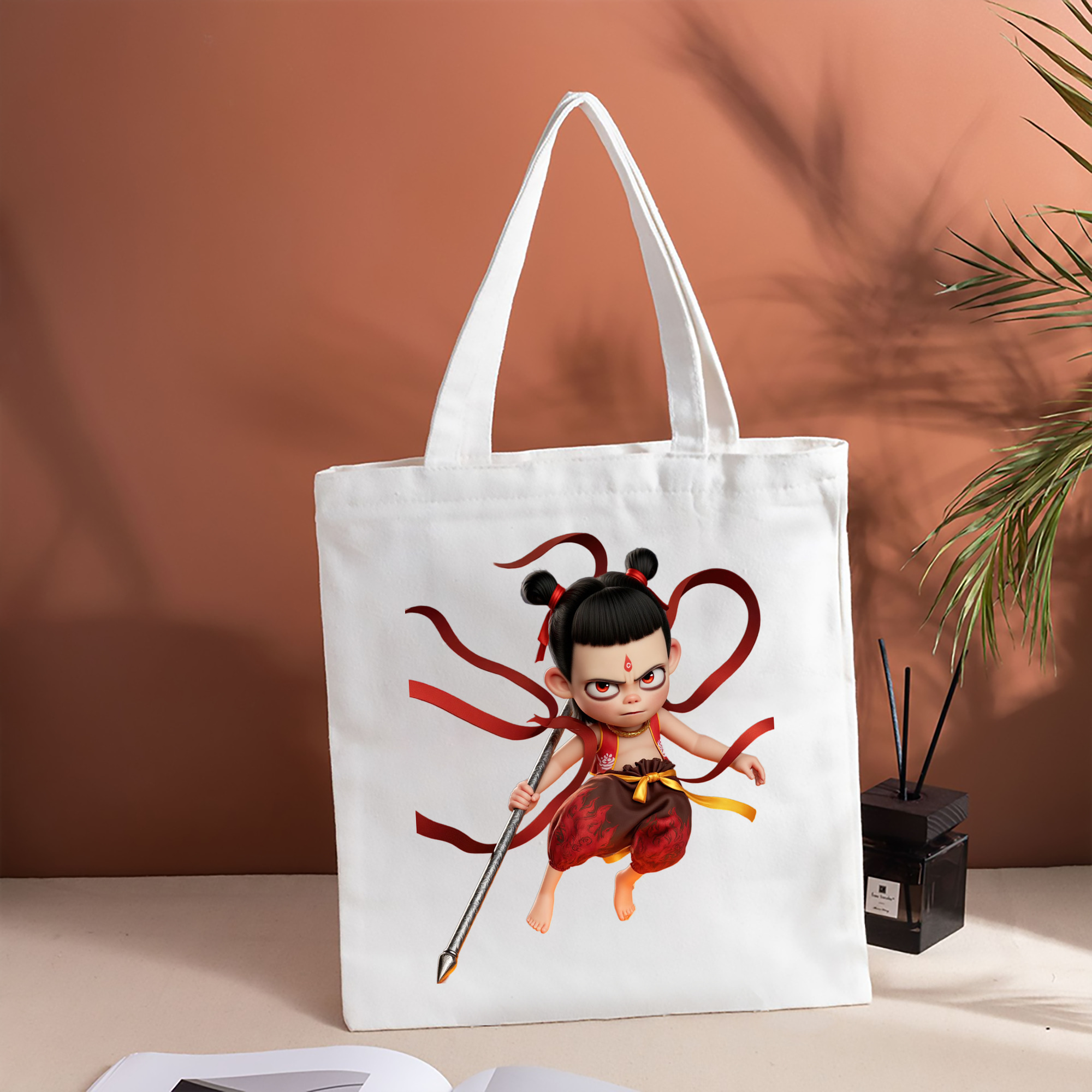 Ne Zha 2 ナタ 魔童の大暴れ 縦型キャンバス生地手提げバッグ　トートバッグ