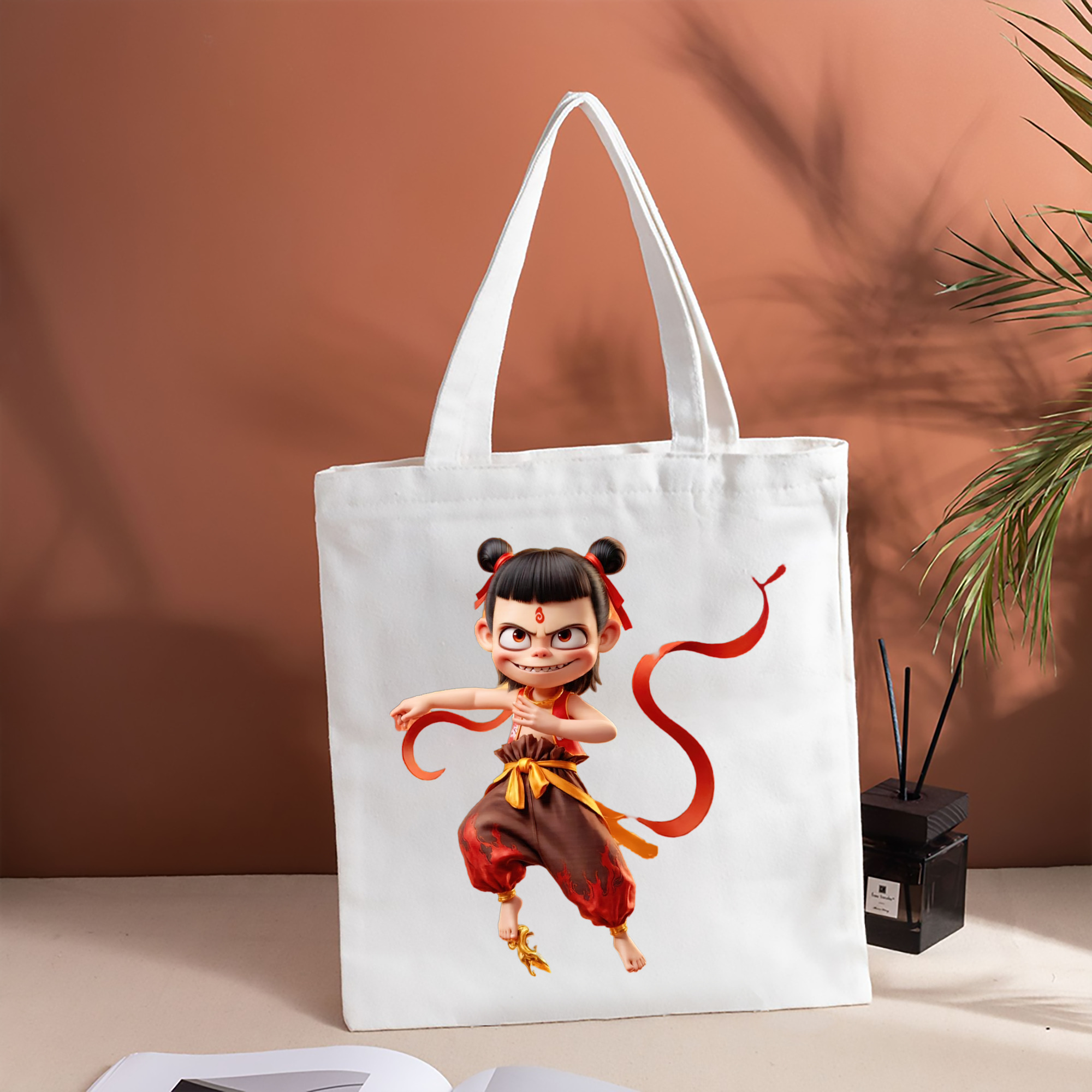 Ne Zha 2 ナタ 魔童の大暴れ 縦型キャンバス生地手提げバッグ　トートバッグ