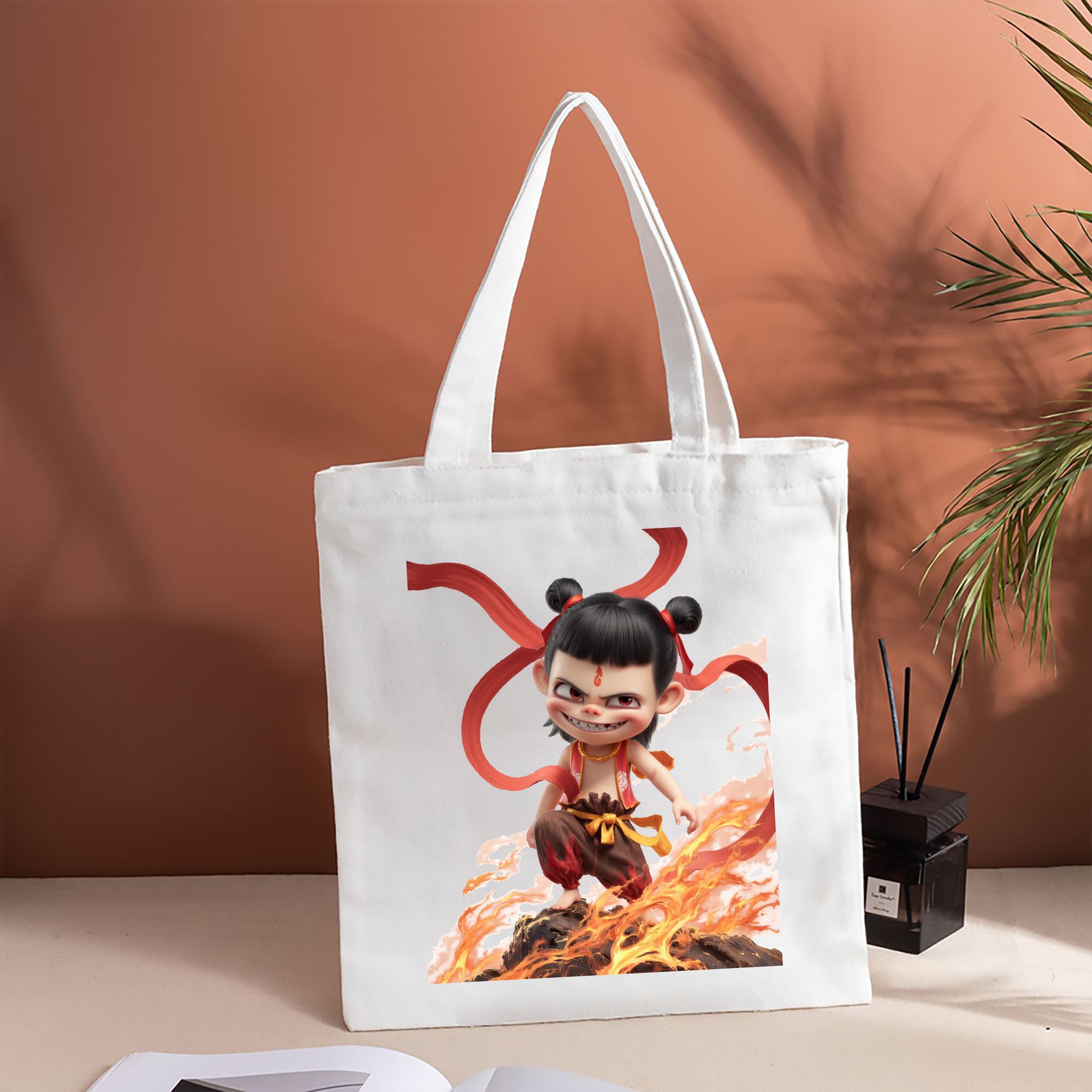 Ne Zha 2 ナタ 魔童の大暴れ 縦型キャンバス生地手提げバッグ　トートバッグ