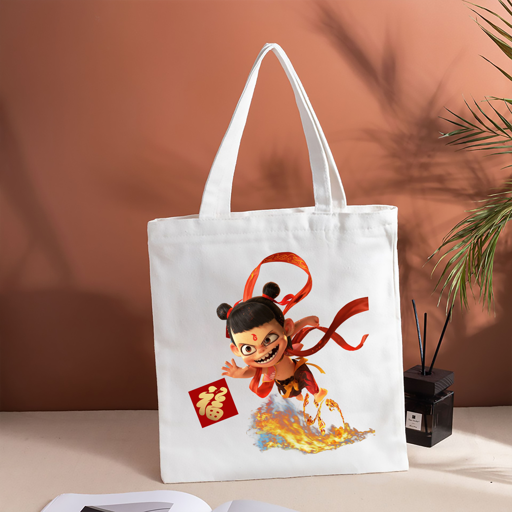 Ne Zha 2 ナタ 魔童の大暴れ 縦型キャンバス生地手提げバッグ　トートバッグ