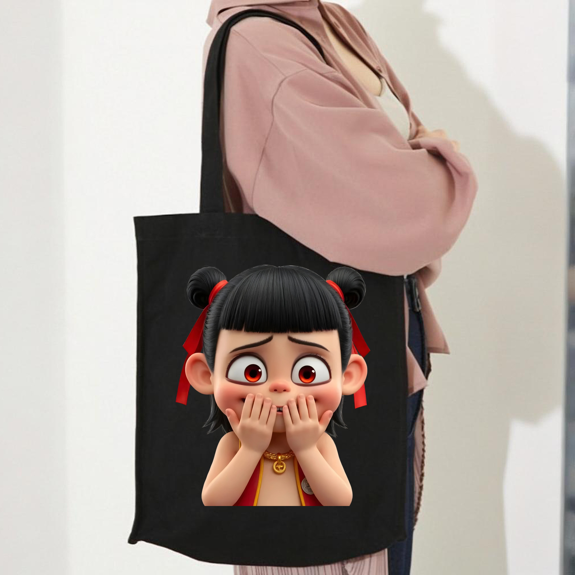 Ne Zha 2 ナタ 魔童の大暴れ 縦型キャンバス生地手提げバッグ　トートバッグ