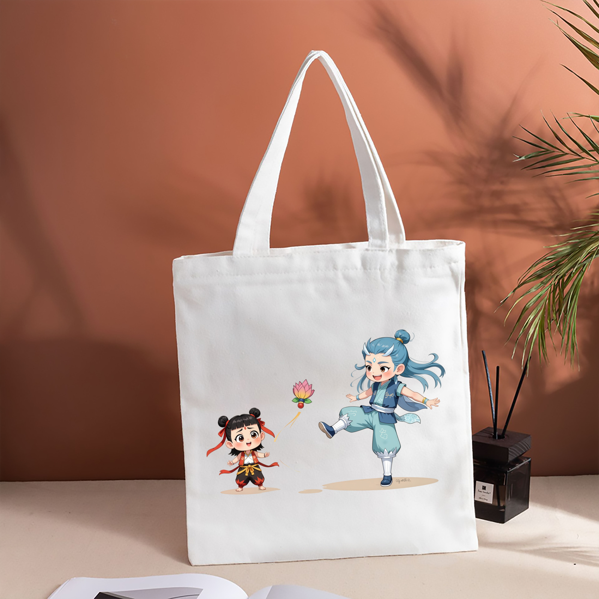 Ne Zha 2 ナタ 魔童の大暴れ 縦型キャンバス生地手提げバッグ　トートバッグ