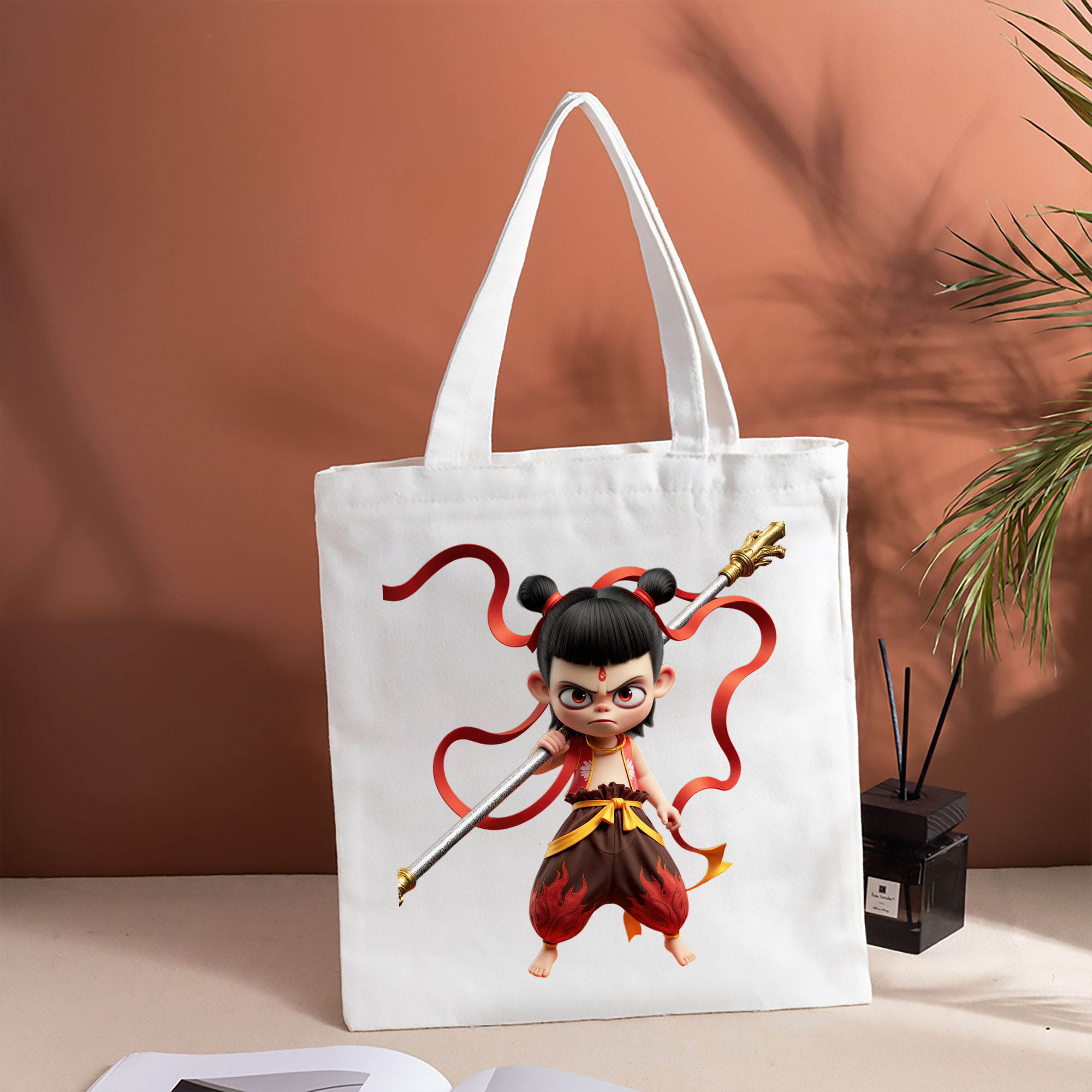 Ne Zha 2 ナタ 魔童の大暴れ 縦型キャンバス生地手提げバッグ　トートバッグ