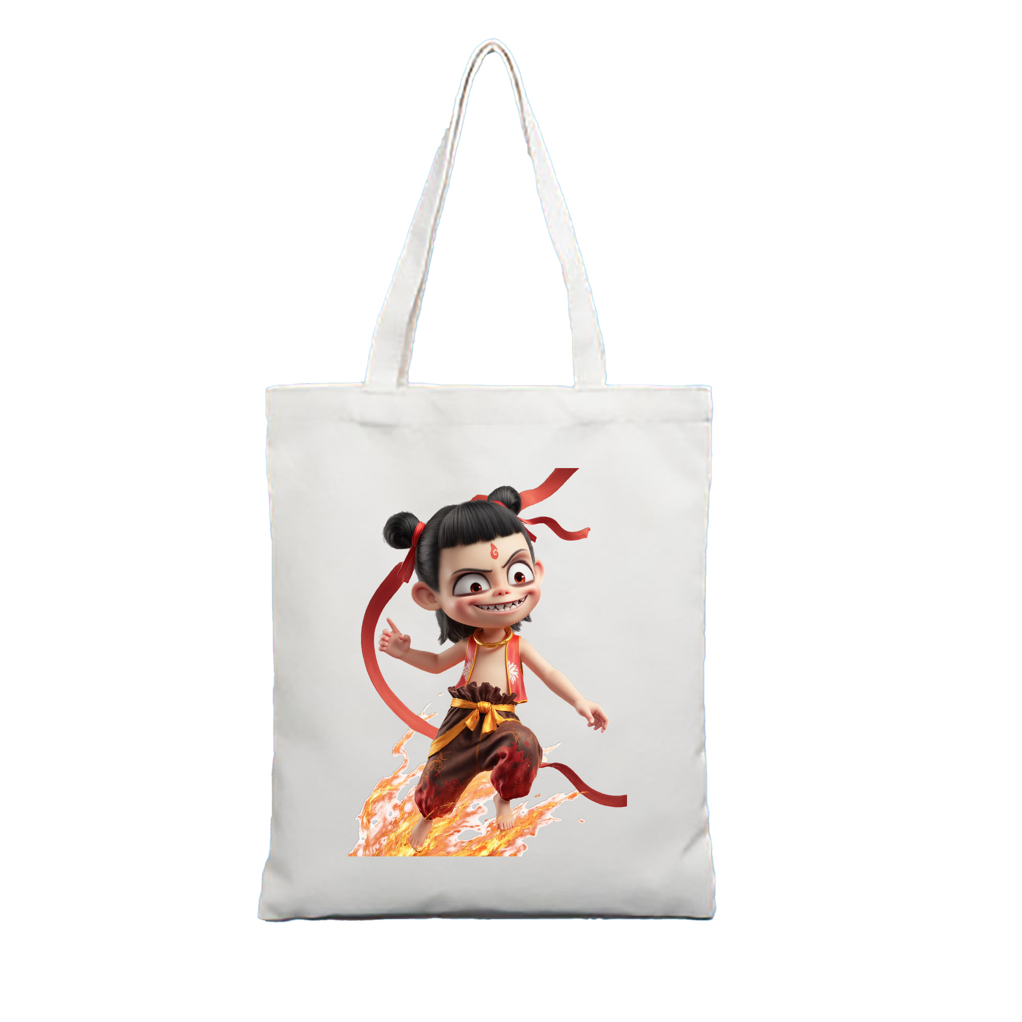 （画像用） Ne Zha 2 ナタ 魔童の大暴れ 縦型キャンバス生地手提げバッグ　トートバッグ