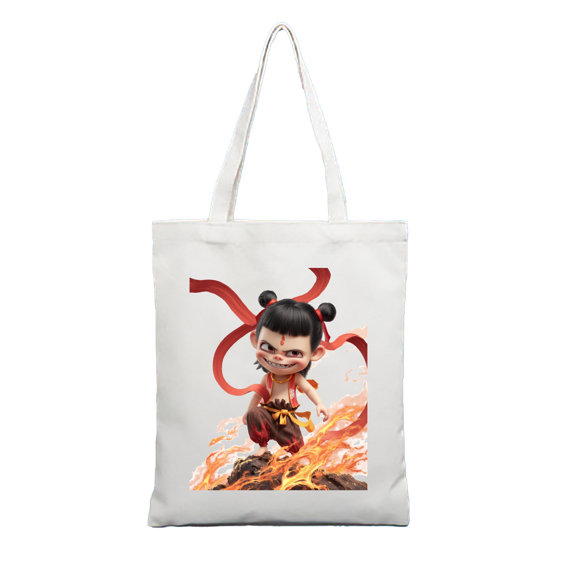 （画像用） Ne Zha 2 ナタ 魔童の大暴れ 縦型キャンバス生地手提げバッグ　トートバッグ