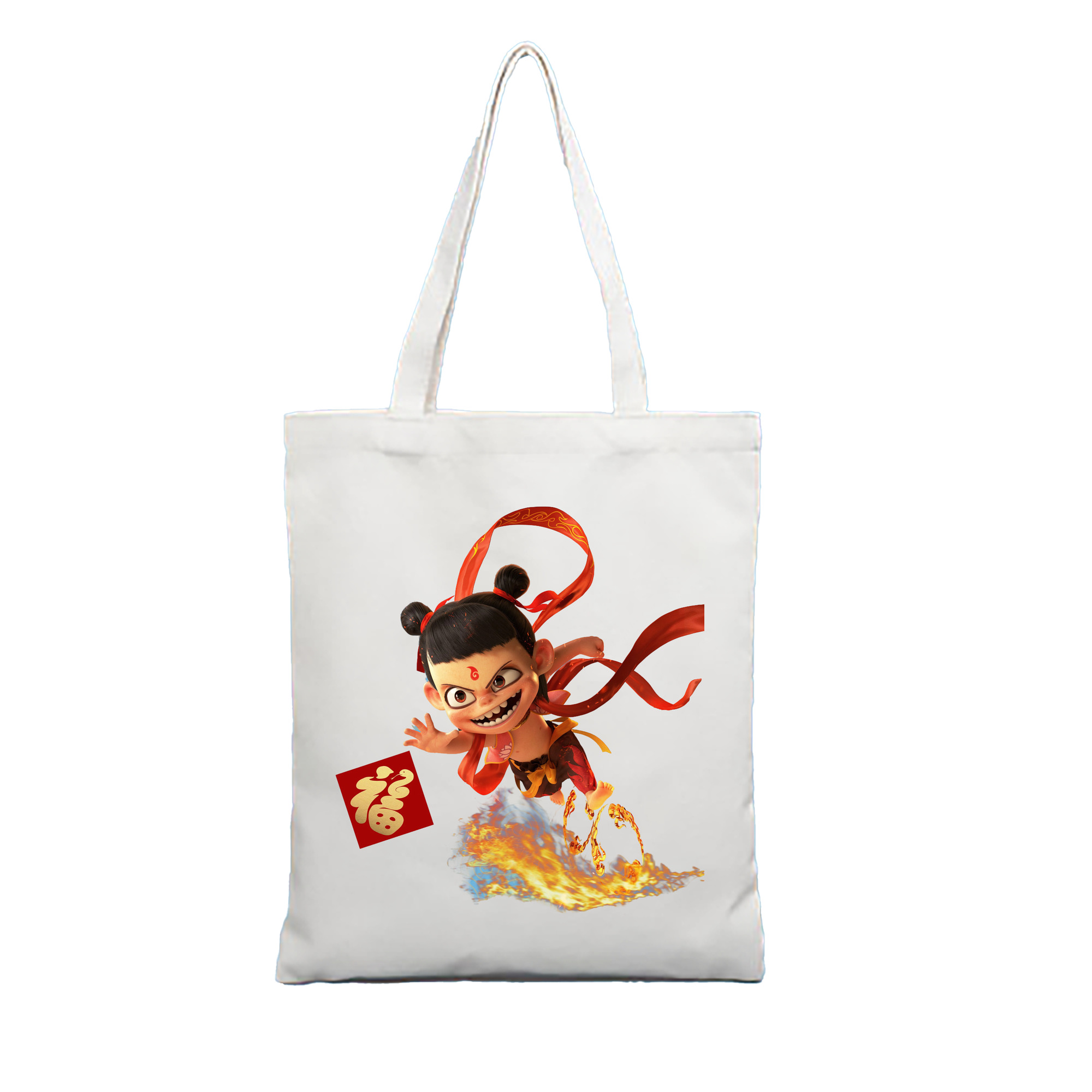 （画像用） Ne Zha 2 ナタ 魔童の大暴れ 縦型キャンバス生地手提げバッグ　トートバッグ