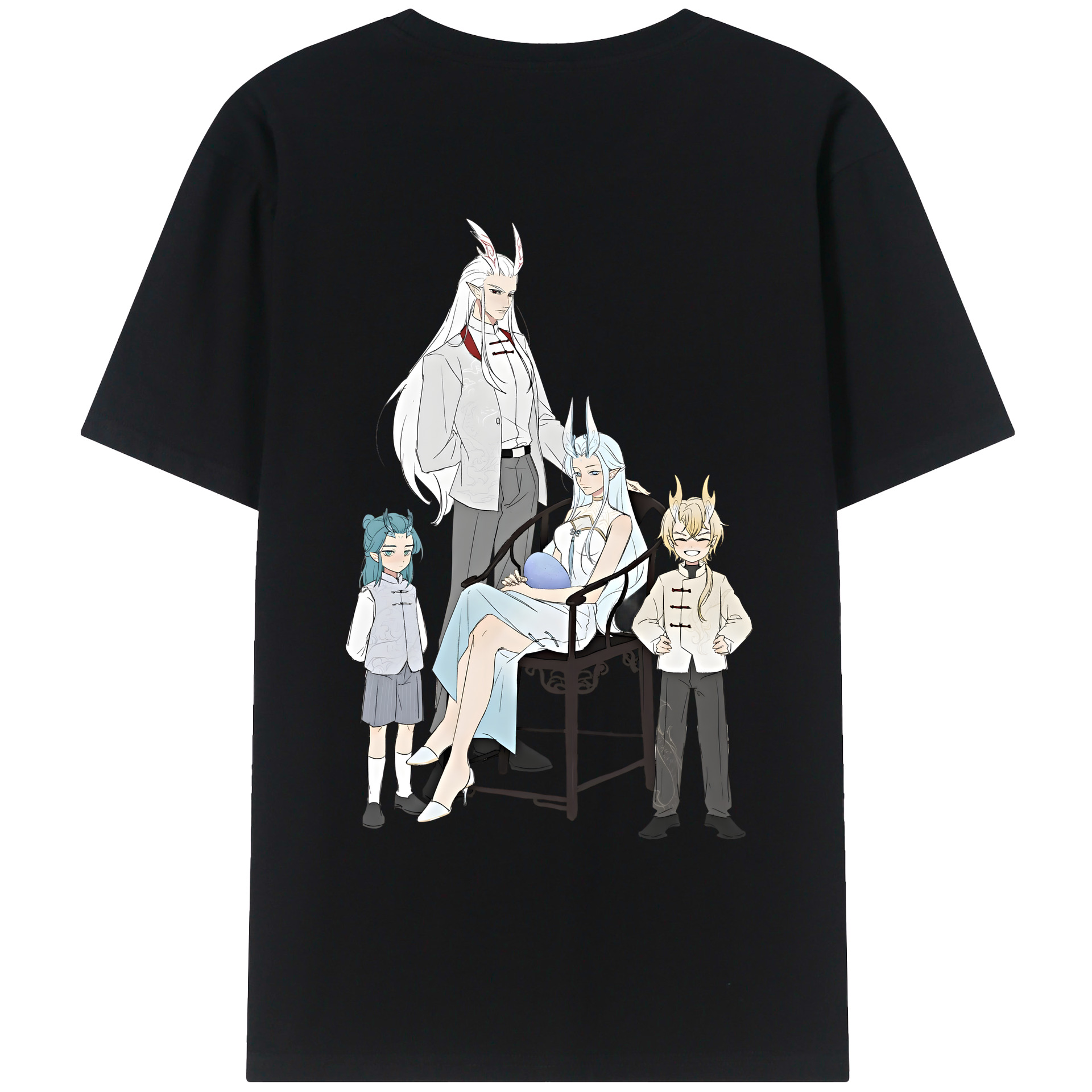 （画像用） Ne Zha 2 ナタ 魔童の大暴れ 綿100％ メンズ半袖Tシャツ（バックプリント） 通気性