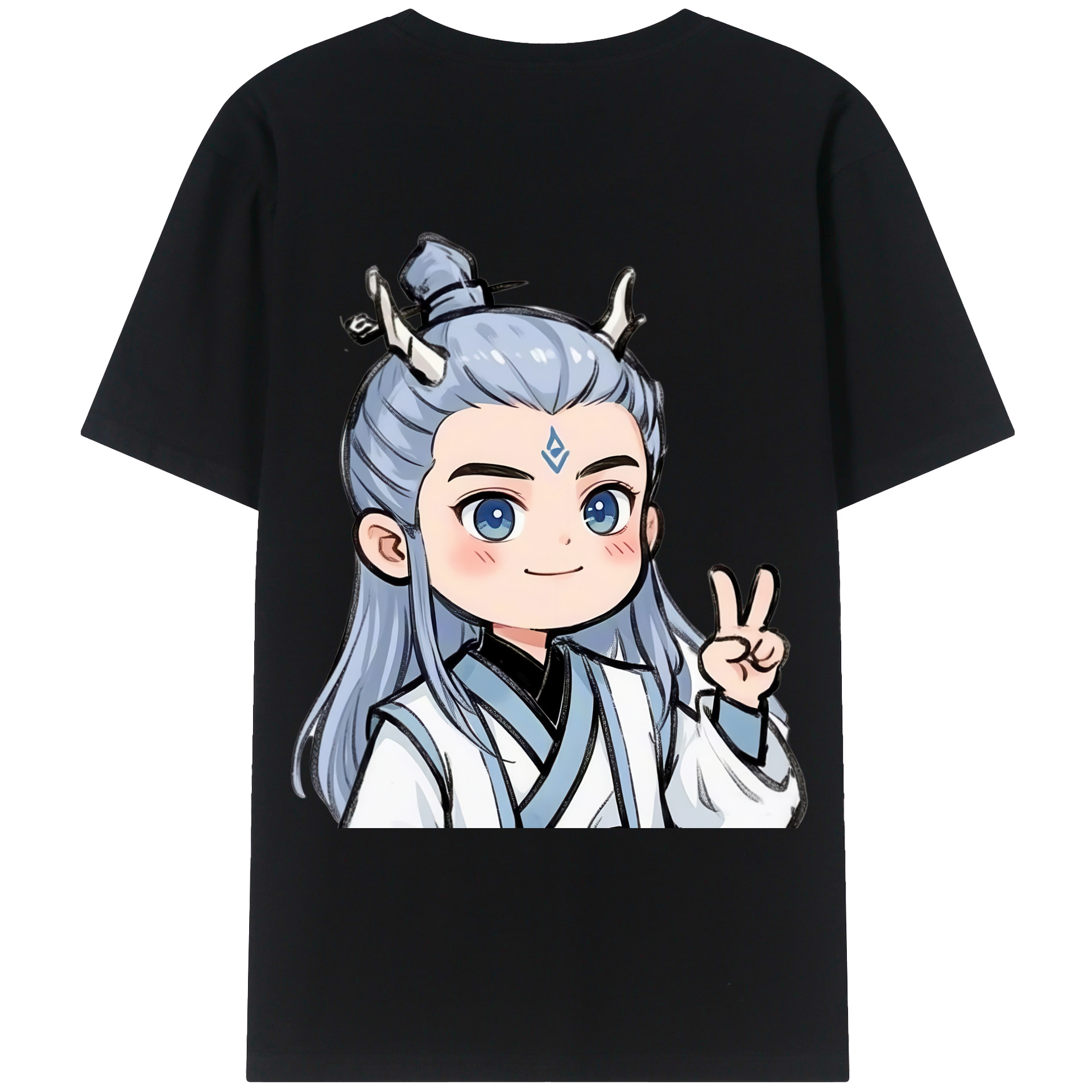 （画像用） Ne Zha 2 ナタ 魔童の大暴れ 綿100％ メンズ半袖Tシャツ（バックプリント） 通気性