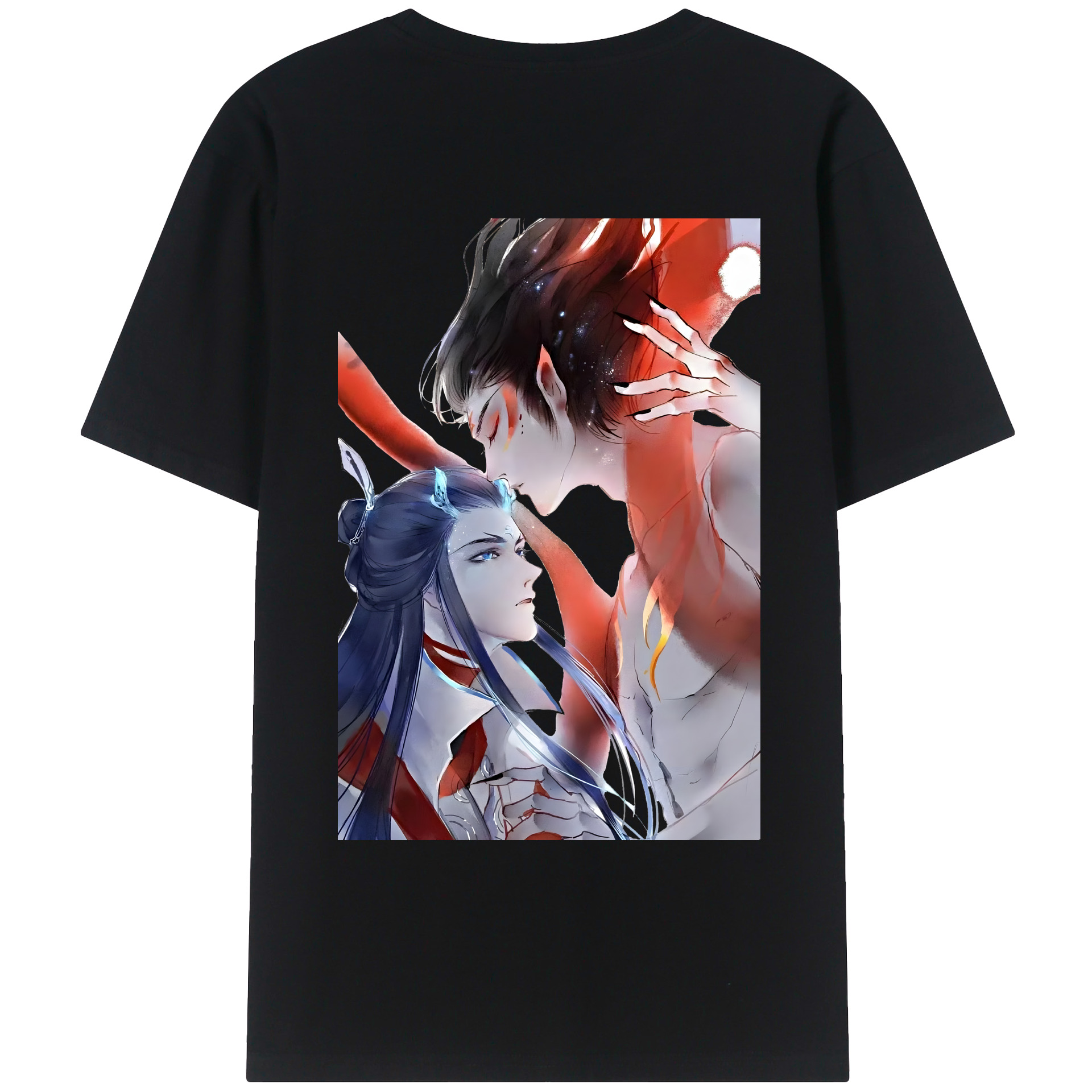 （画像用） Ne Zha 2 ナタ 魔童の大暴れ 綿100％ メンズ半袖Tシャツ（バックプリント） 通気性