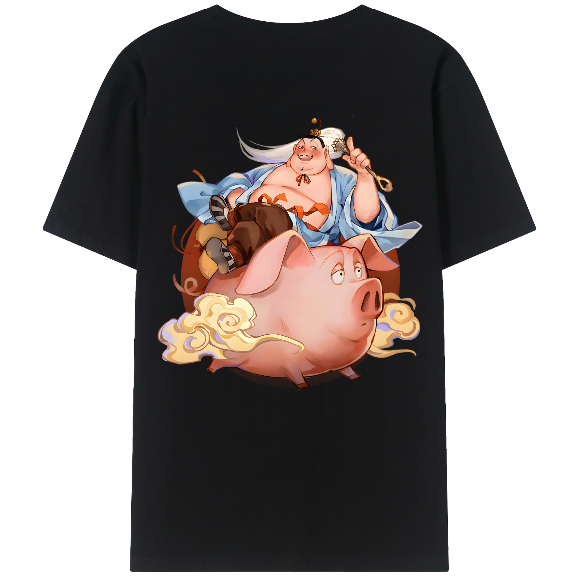 （画像用） Ne Zha 2 ナタ 魔童の大暴れ 綿100％ メンズ半袖Tシャツ（バックプリント） 通気性