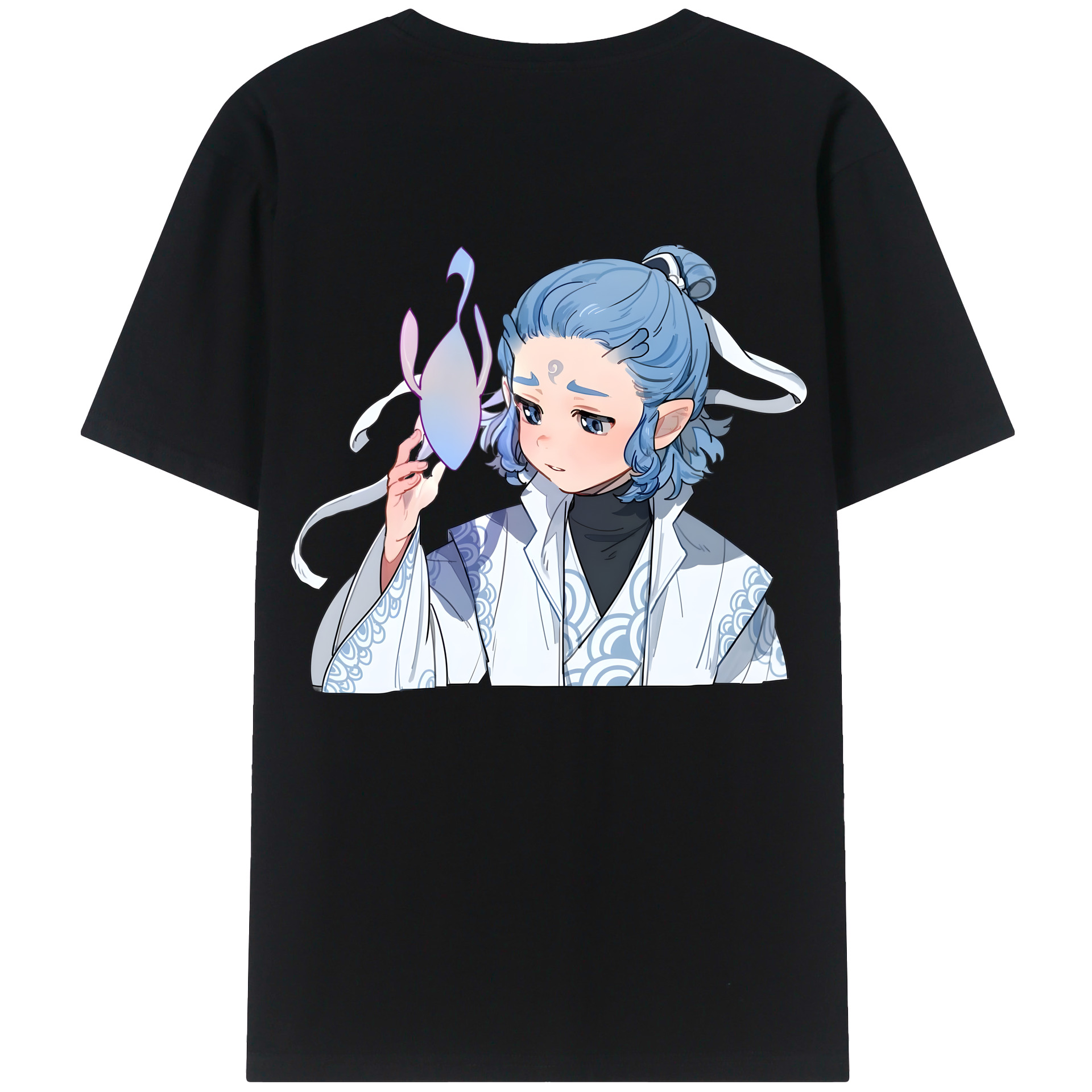 （画像用） Ne Zha 2 ナタ 魔童の大暴れ 綿100％ メンズ半袖Tシャツ（バックプリント） 通気性