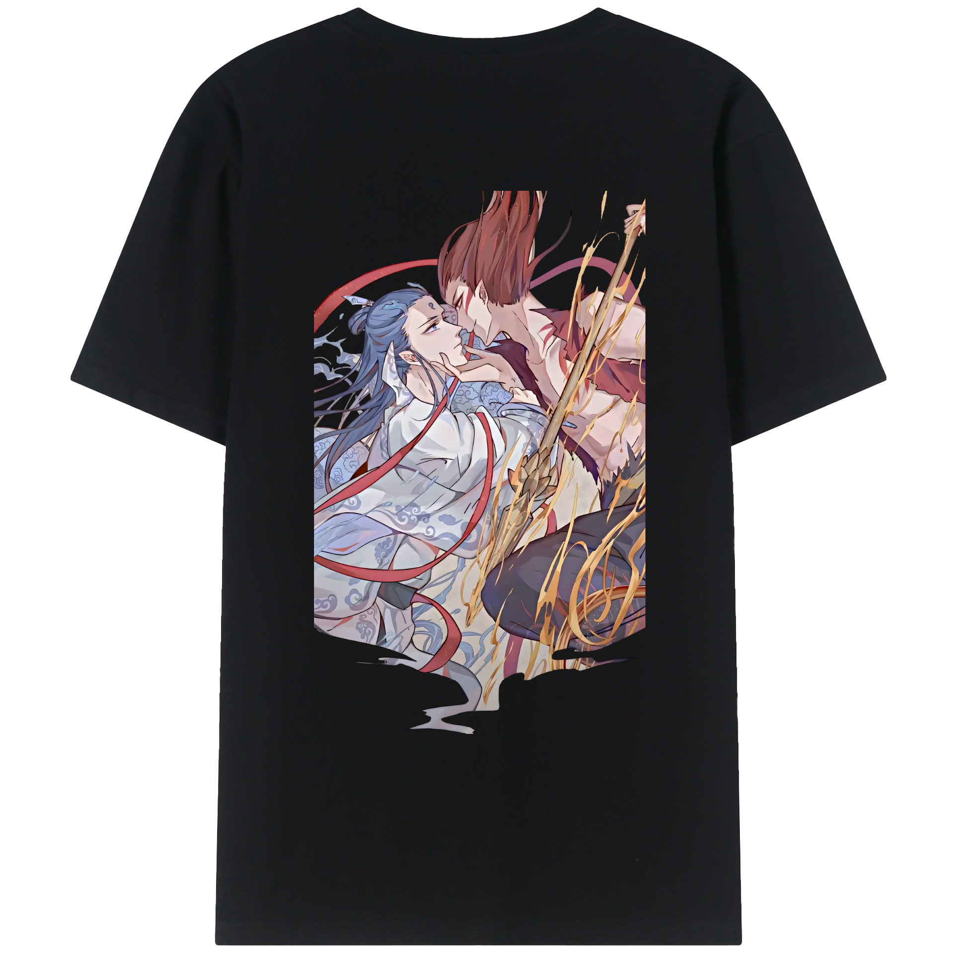 （画像用） Ne Zha 2 ナタ 魔童の大暴れ 綿100％ メンズ半袖Tシャツ（バックプリント） 通気性