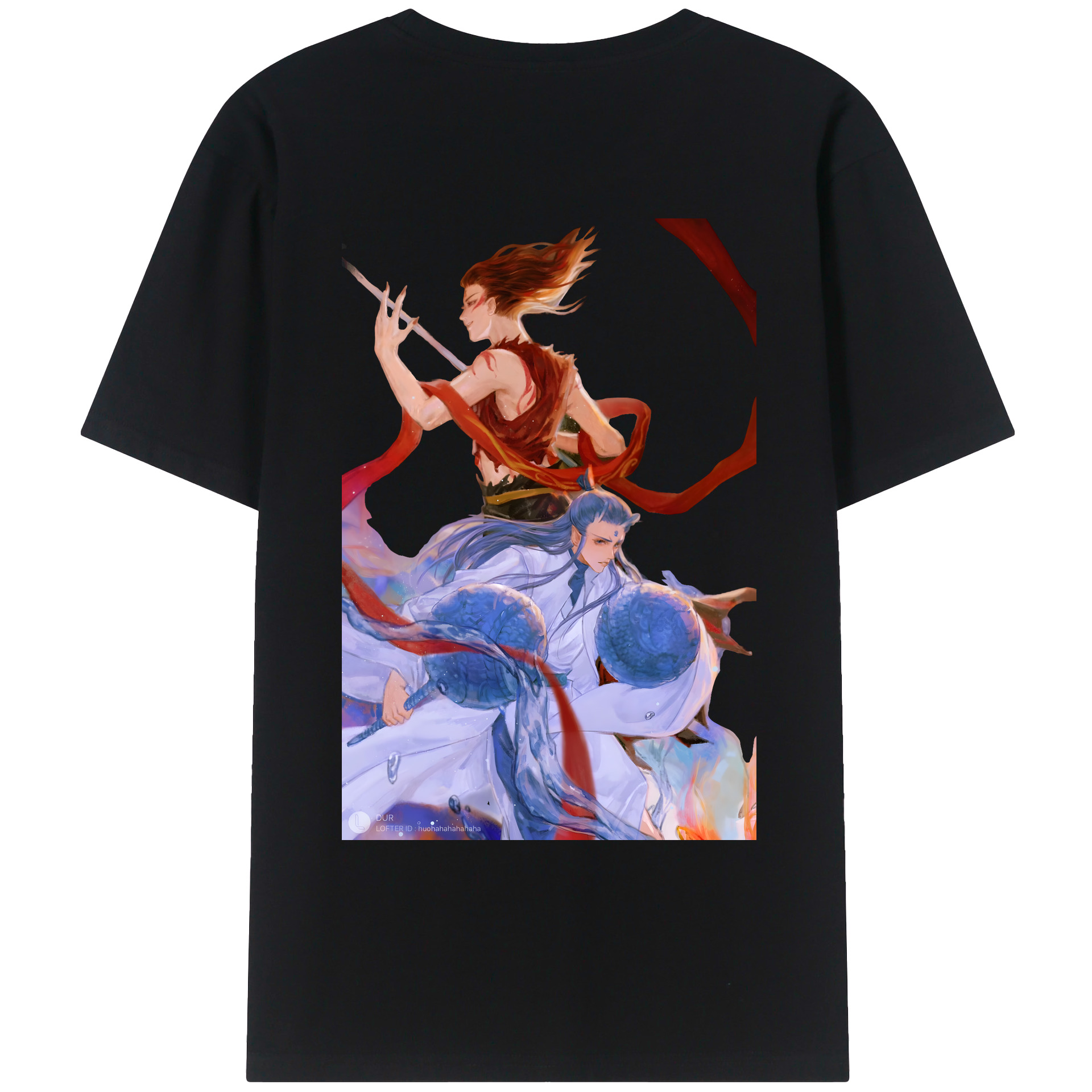 （画像用） Ne Zha 2 ナタ 魔童の大暴れ 綿100％ メンズ半袖Tシャツ（バックプリント） 通気性