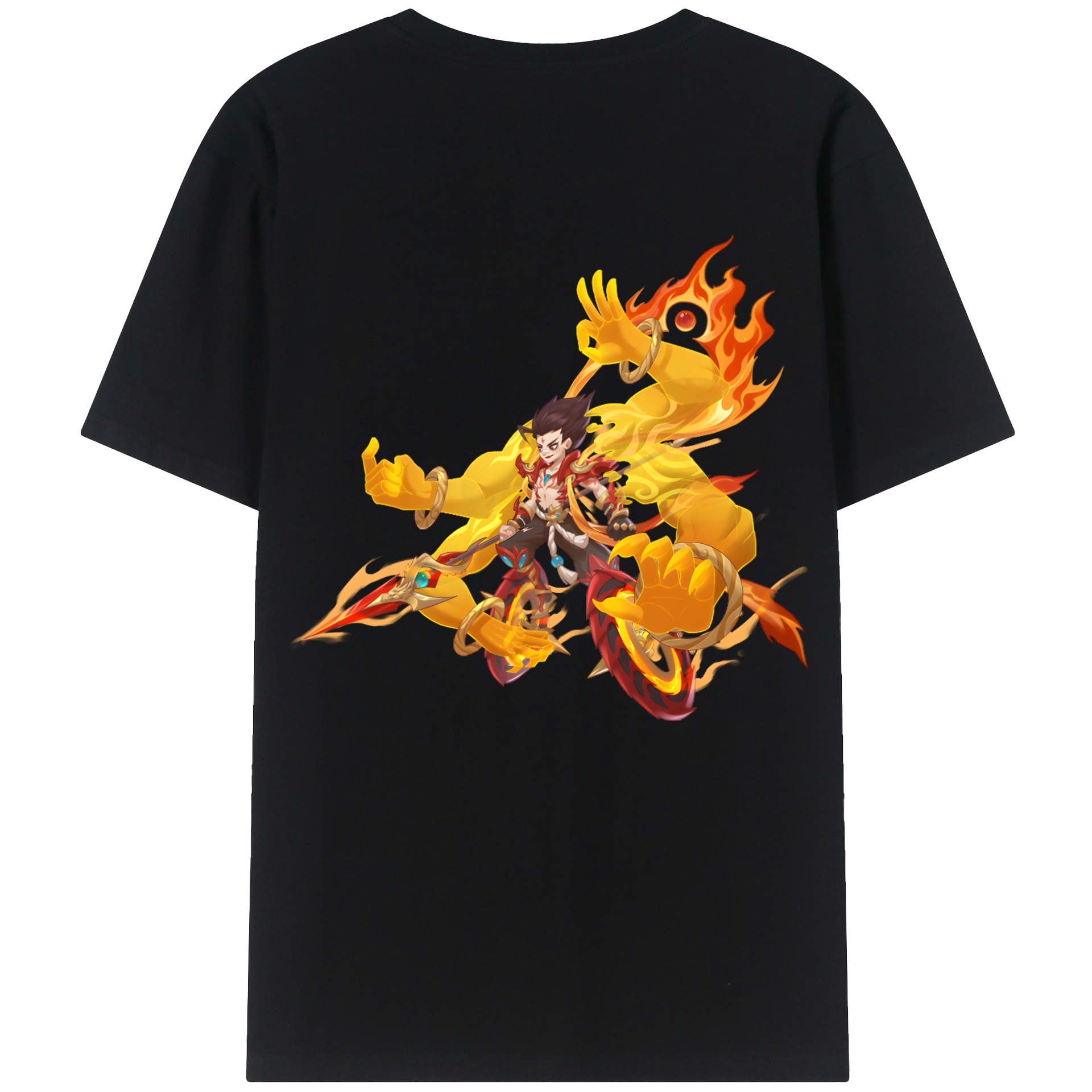 （画像用） Ne Zha 2 ナタ 魔童の大暴れ 綿100％ メンズ半袖Tシャツ（バックプリント） 通気性