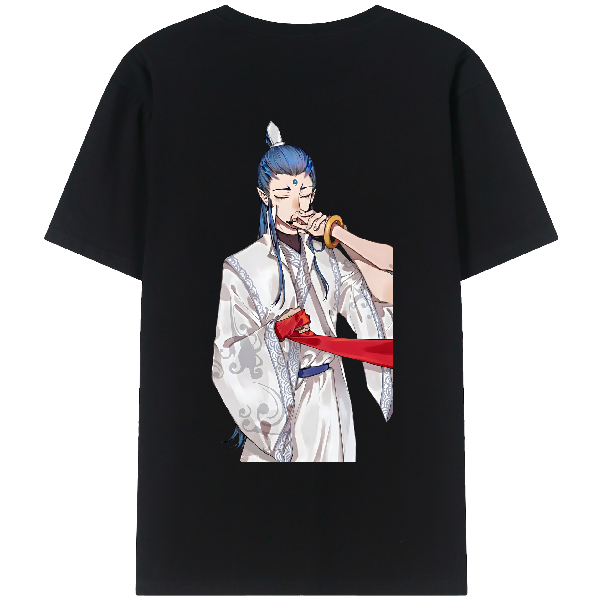 （画像用） Ne Zha 2 ナタ 魔童の大暴れ 綿100％ メンズ半袖Tシャツ（バックプリント） 通気性