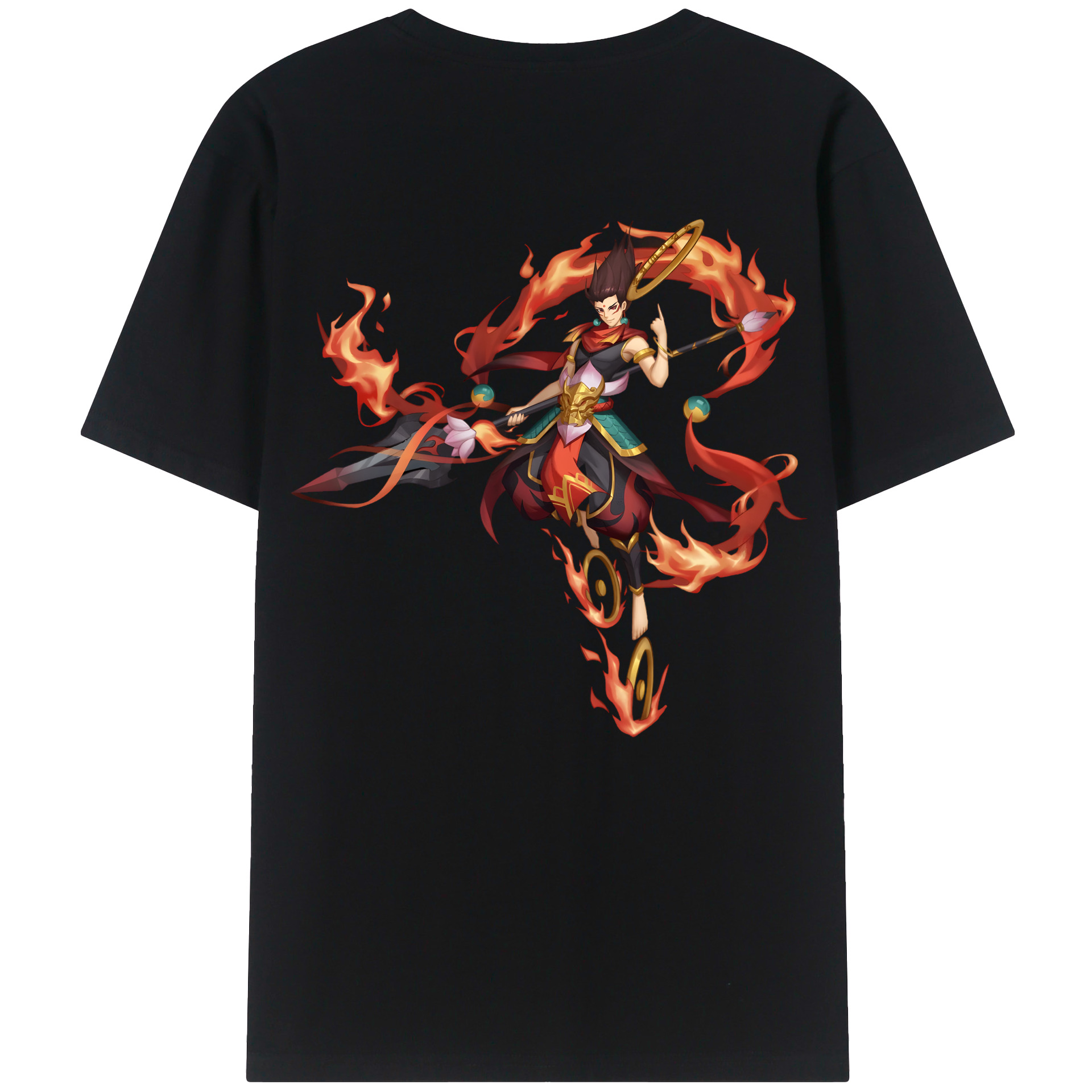 （画像用） Ne Zha 2 ナタ 魔童の大暴れ 綿100％ メンズ半袖Tシャツ（バックプリント） 通気性