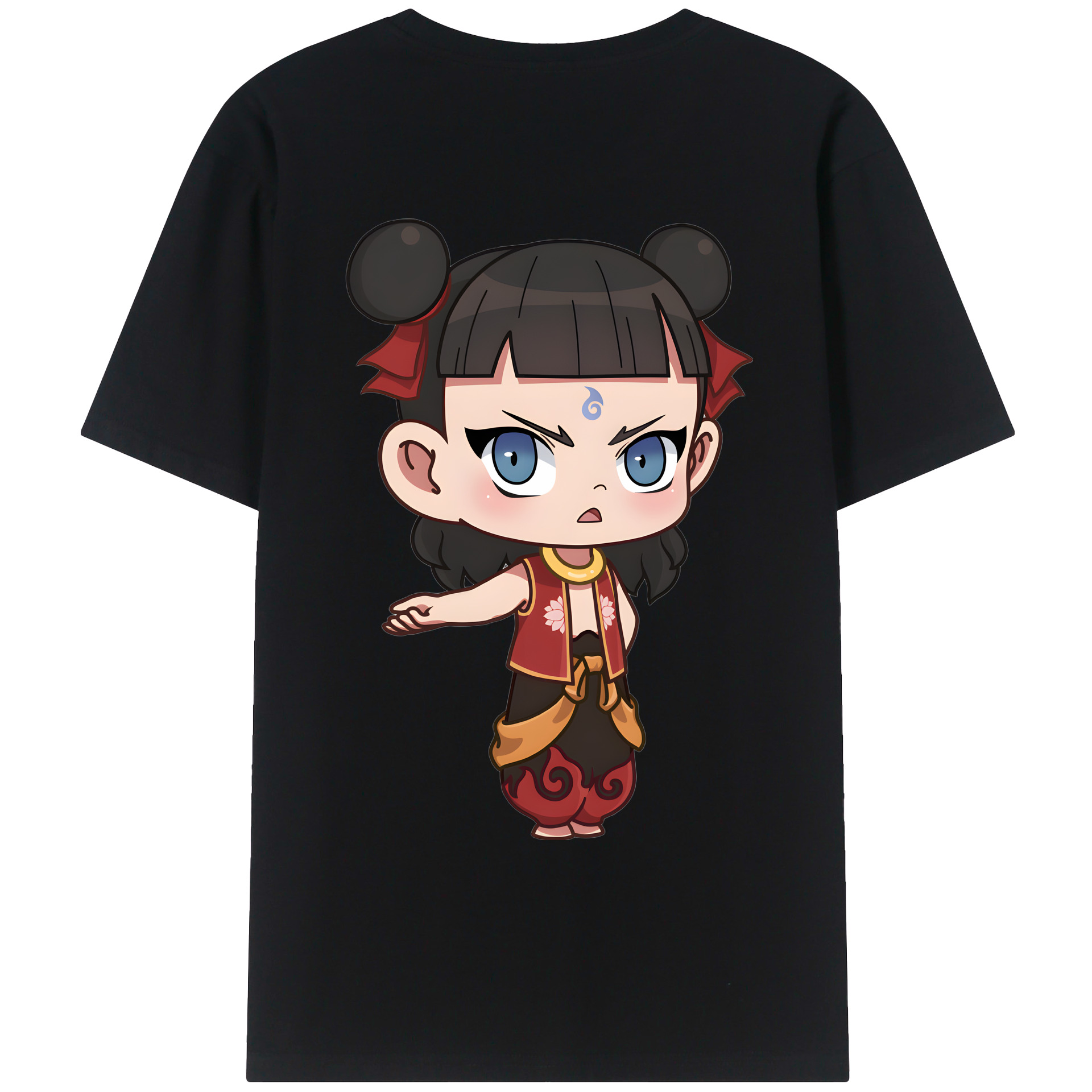 （画像用） Ne Zha 2 ナタ 魔童の大暴れ 綿100％ メンズ半袖Tシャツ（バックプリント） 通気性
