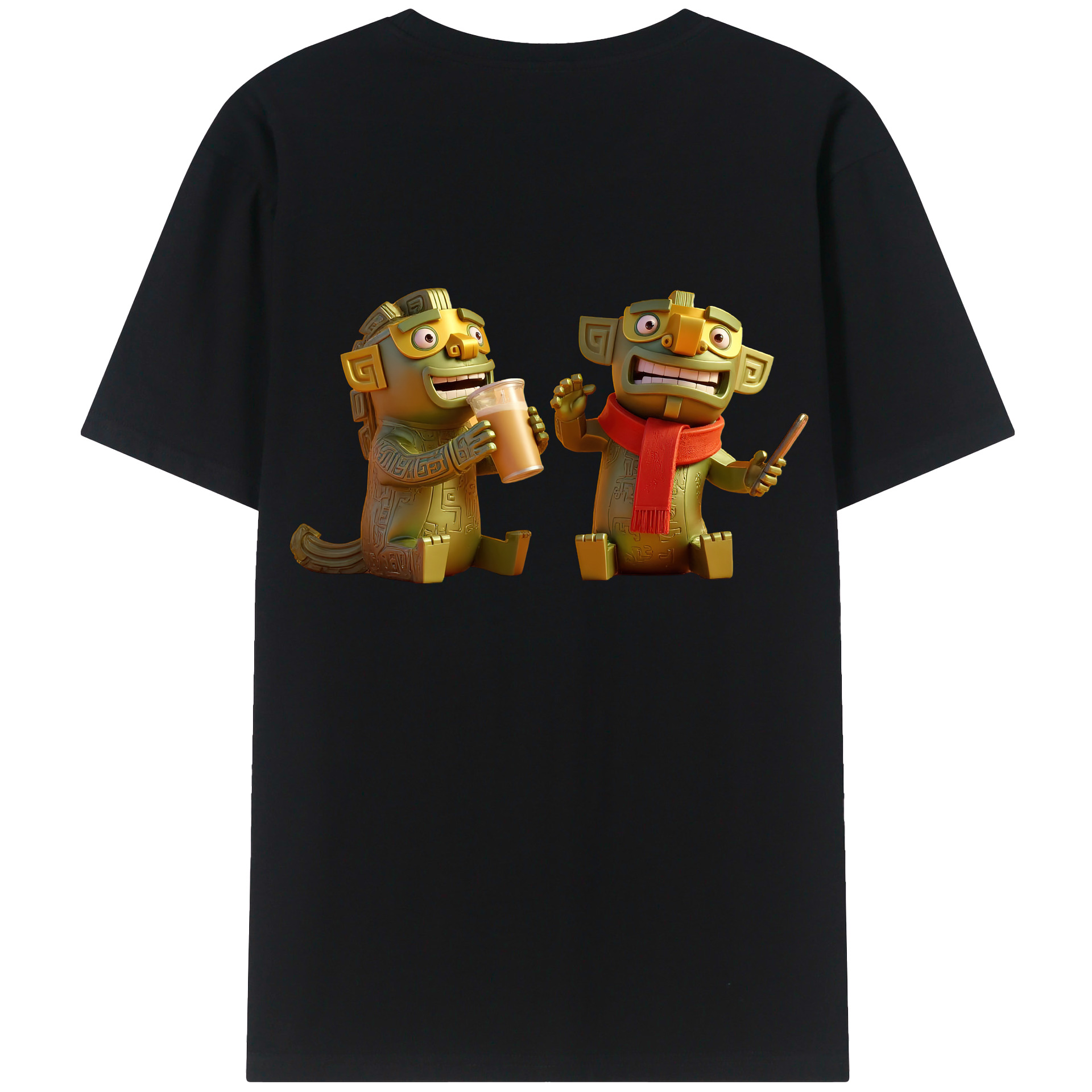 （画像用） Ne Zha 2 ナタ 魔童の大暴れ 綿100％ メンズ半袖Tシャツ（バックプリント） 通気性