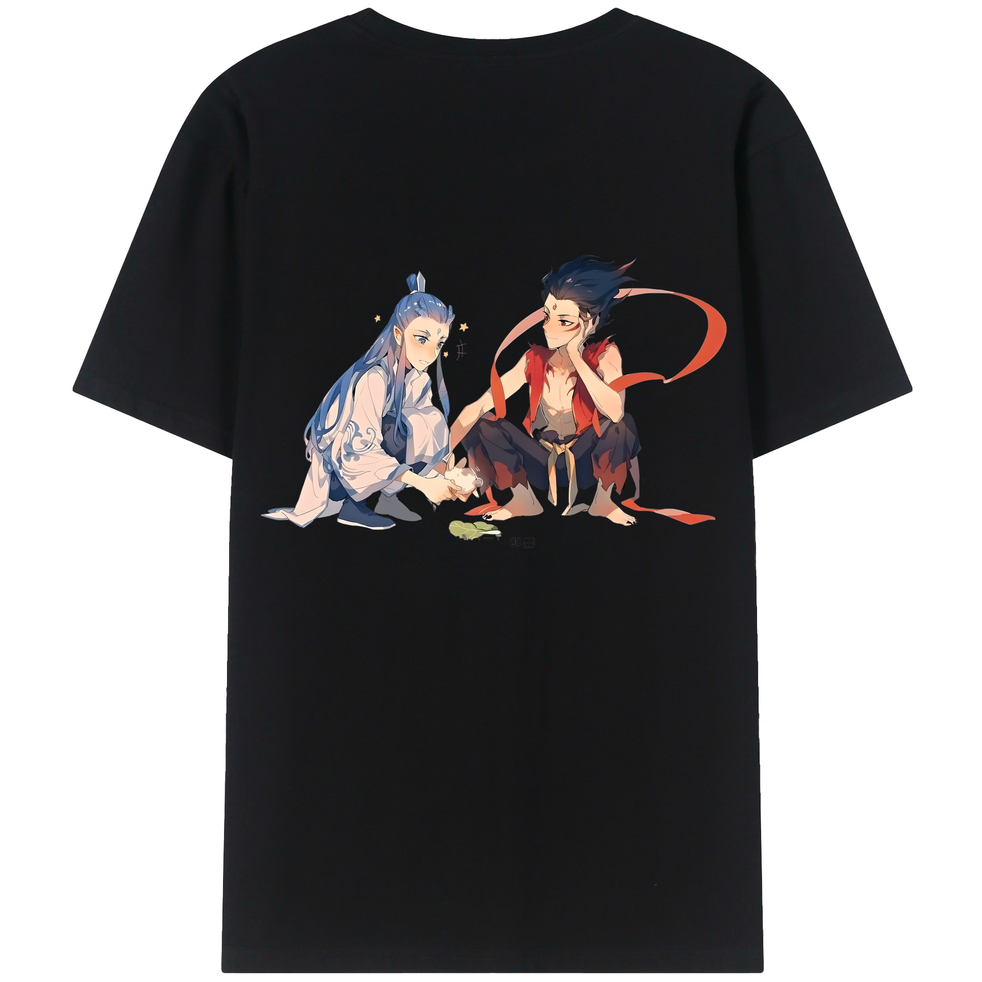 （画像用） Ne Zha 2 ナタ 魔童の大暴れ 綿100％ メンズ半袖Tシャツ（バックプリント） 通気性
