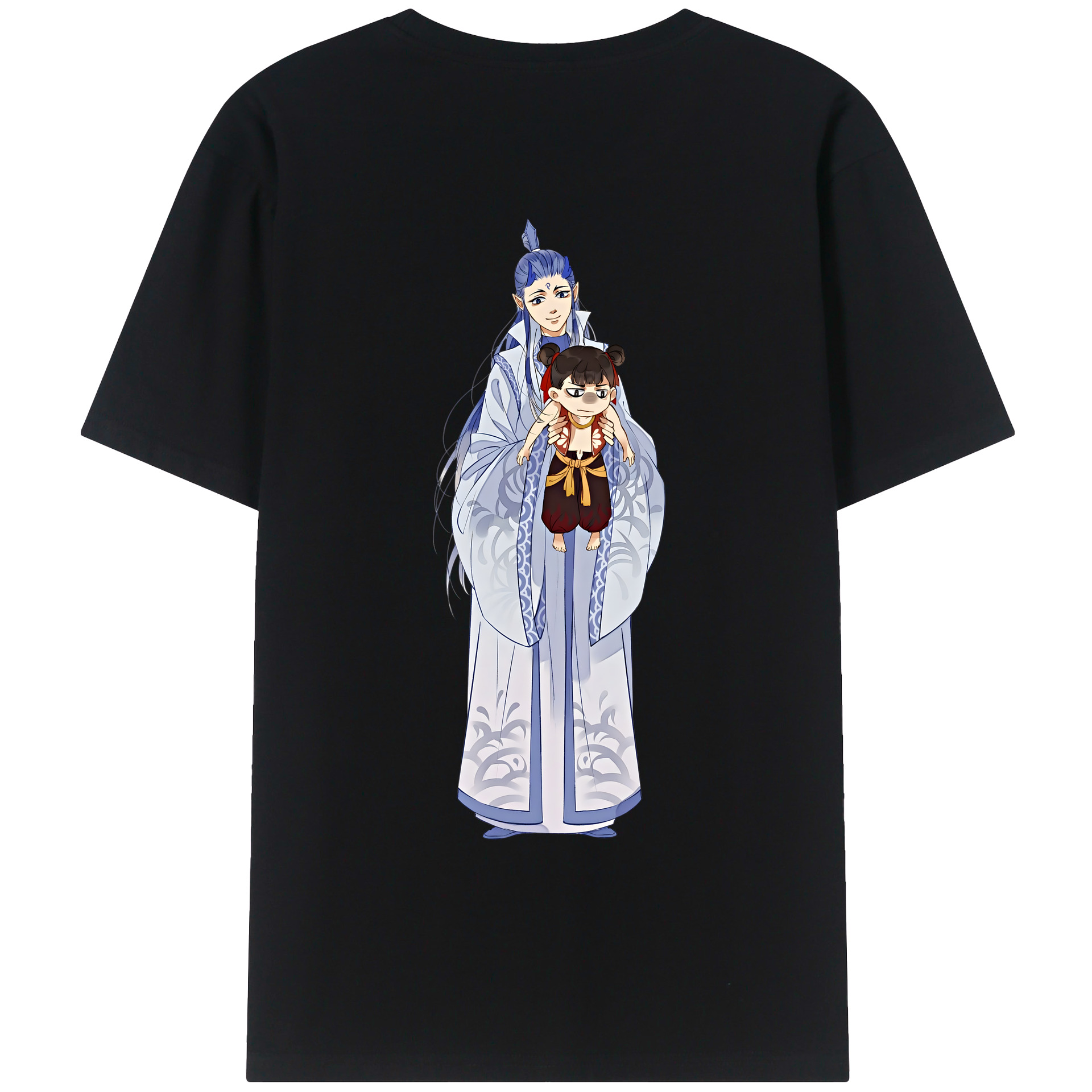 （画像用） Ne Zha 2 ナタ 魔童の大暴れ 綿100％ メンズ半袖Tシャツ（バックプリント） 通気性