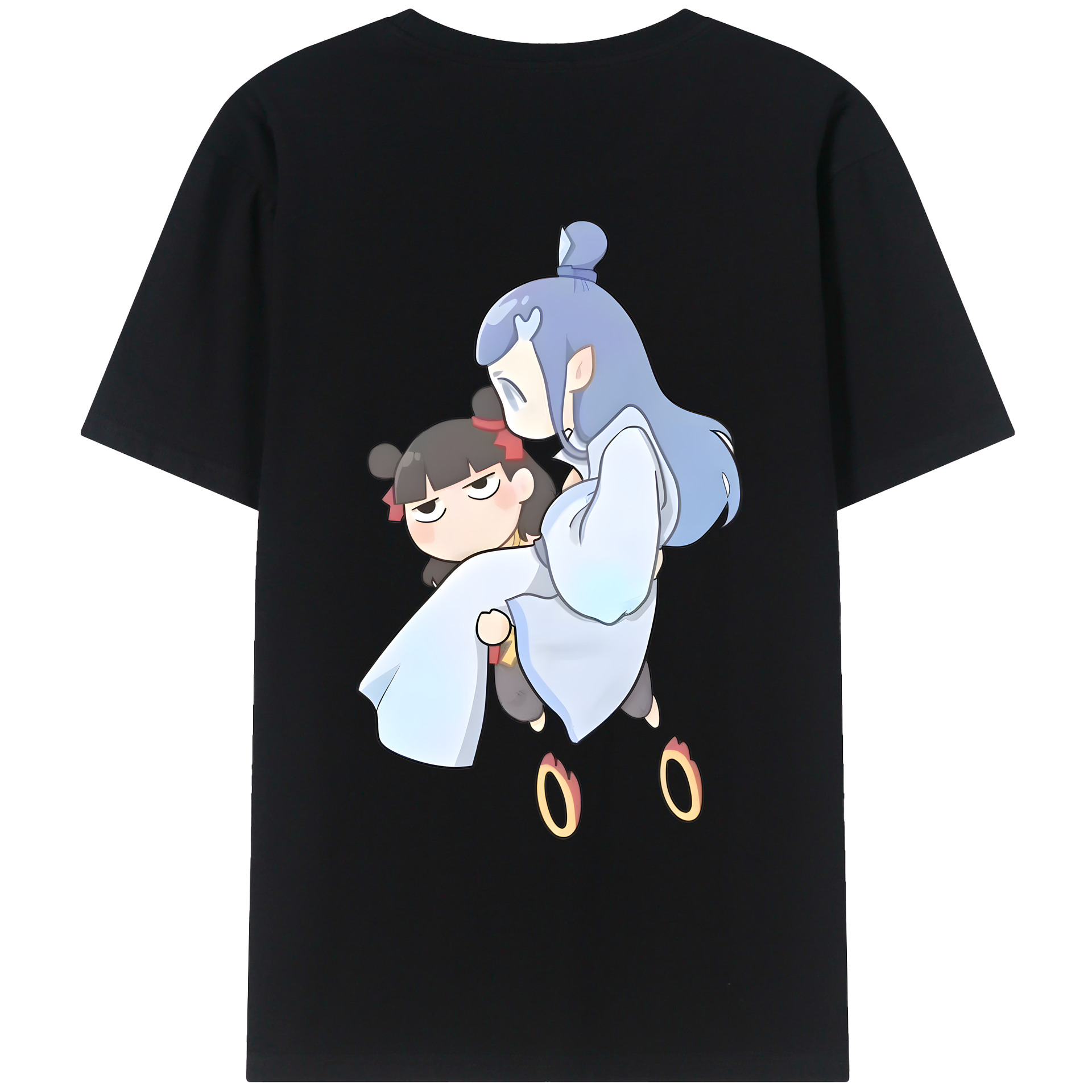 （画像用） Ne Zha 2 ナタ 魔童の大暴れ 綿100％ メンズ半袖Tシャツ（バックプリント） 通気性
