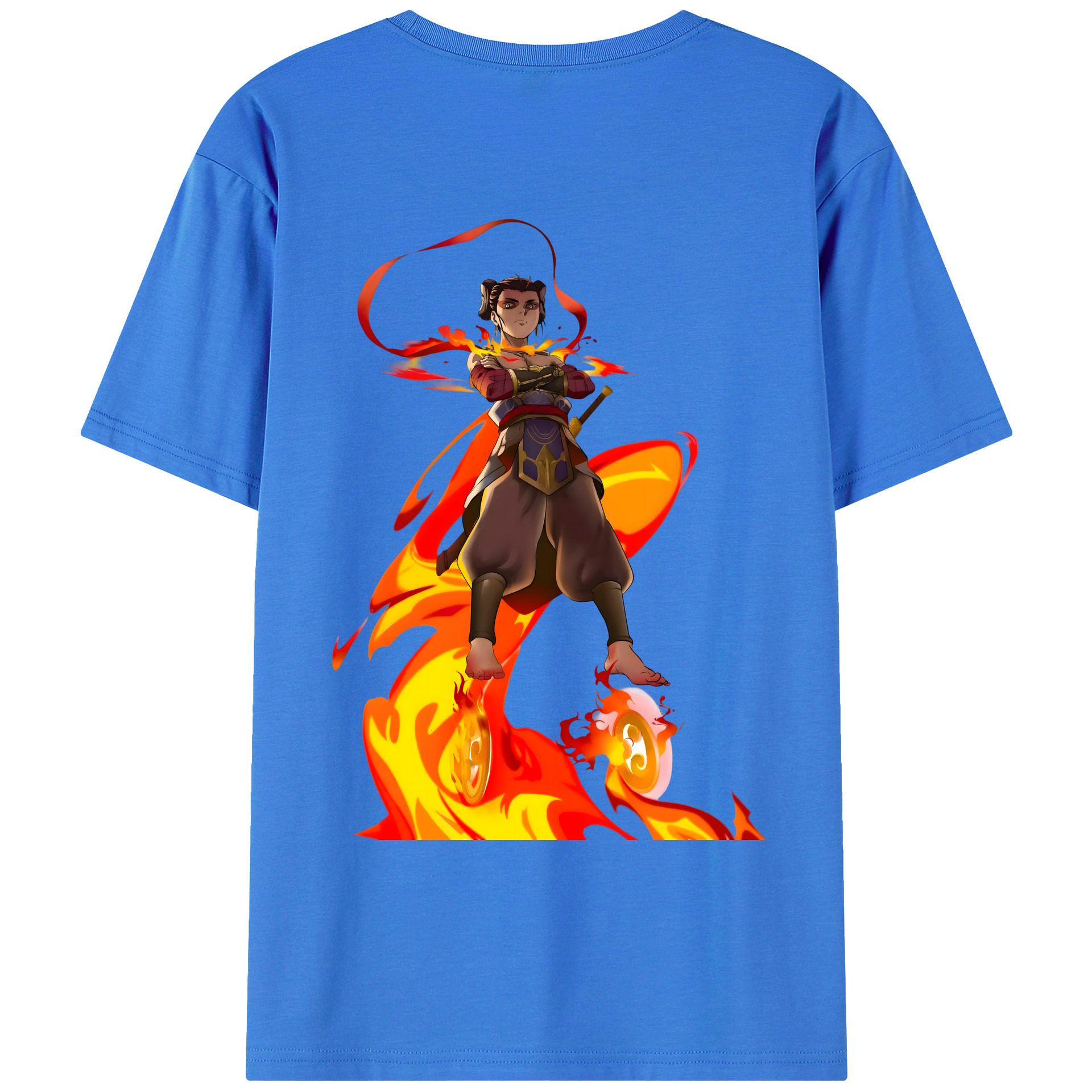 （画像用） Ne Zha 2 ナタ 魔童の大暴れ 綿100％ メンズ半袖Tシャツ（バックプリント） 通気性