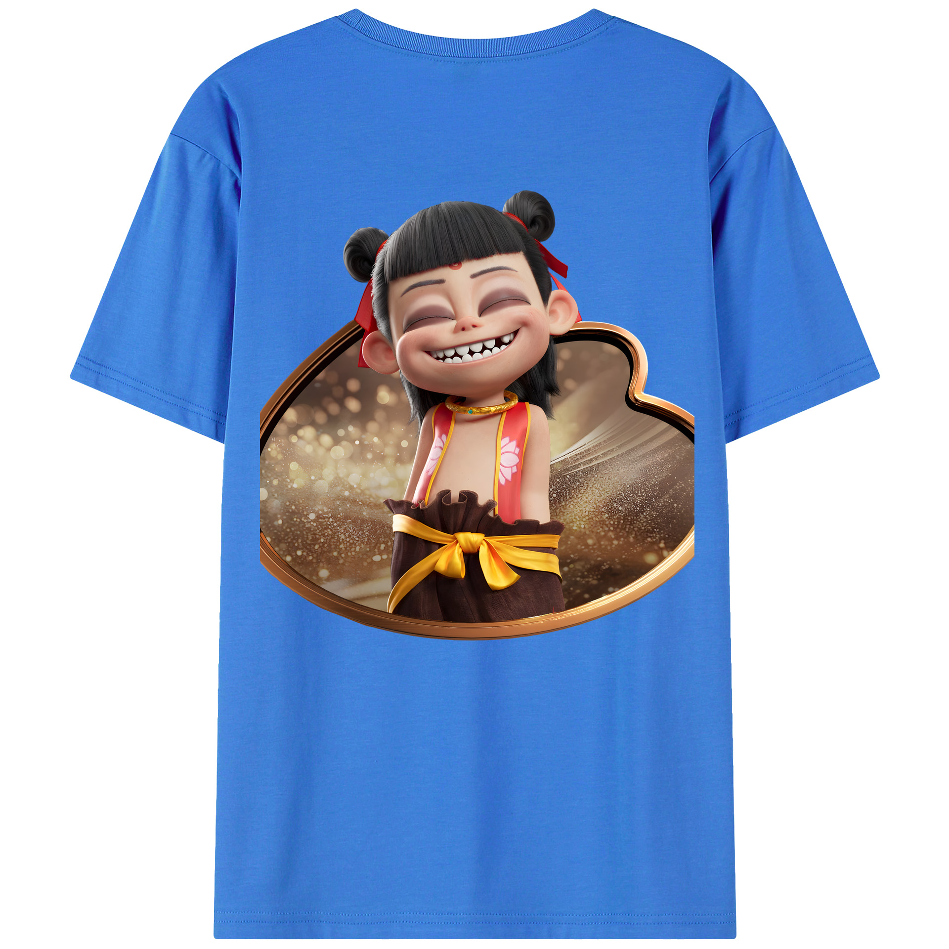 （画像用） Ne Zha 2 ナタ 魔童の大暴れ 綿100％ メンズ半袖Tシャツ（バックプリント） 通気性