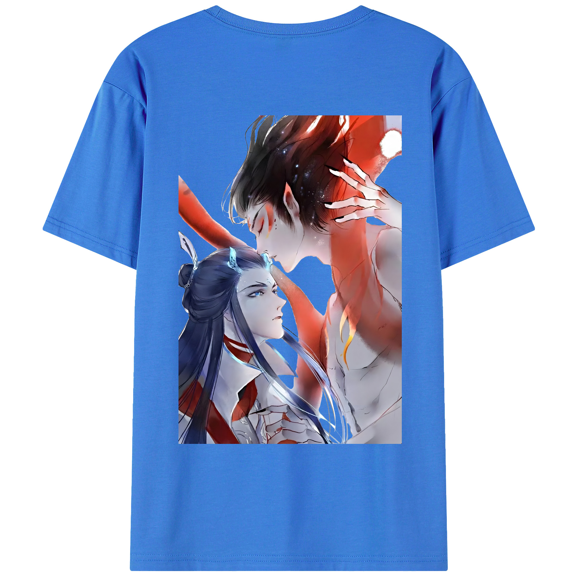 （画像用） Ne Zha 2 ナタ 魔童の大暴れ 綿100％ メンズ半袖Tシャツ（バックプリント） 通気性