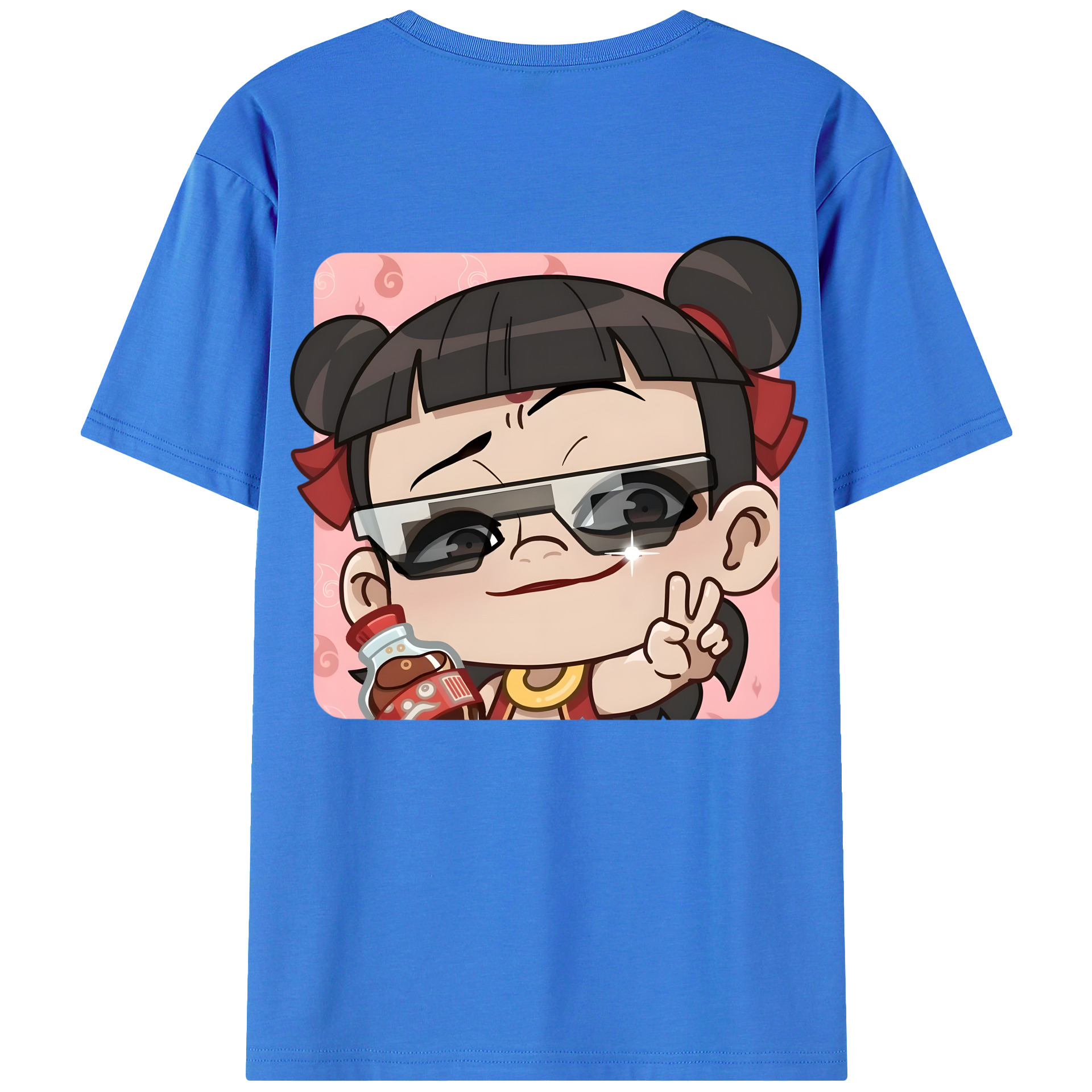 （画像用） Ne Zha 2 ナタ 魔童の大暴れ 綿100％ メンズ半袖Tシャツ（バックプリント） 通気性
