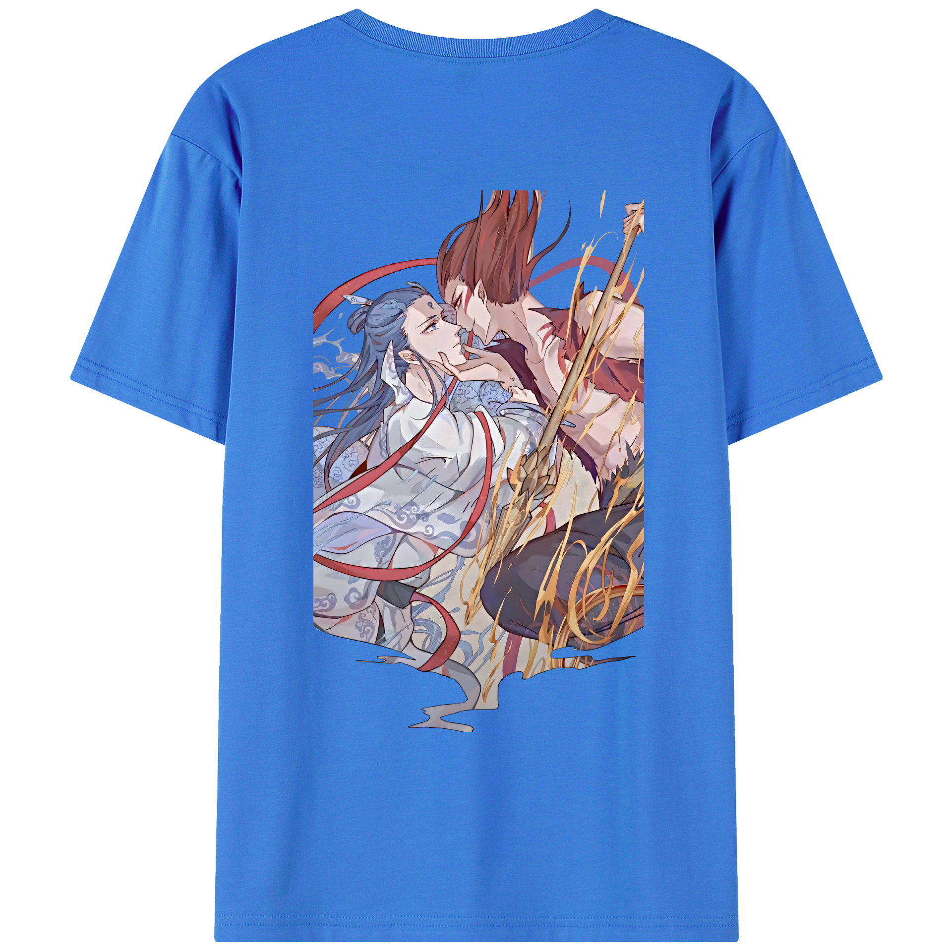 （画像用） Ne Zha 2 ナタ 魔童の大暴れ 綿100％ メンズ半袖Tシャツ（バックプリント） 通気性