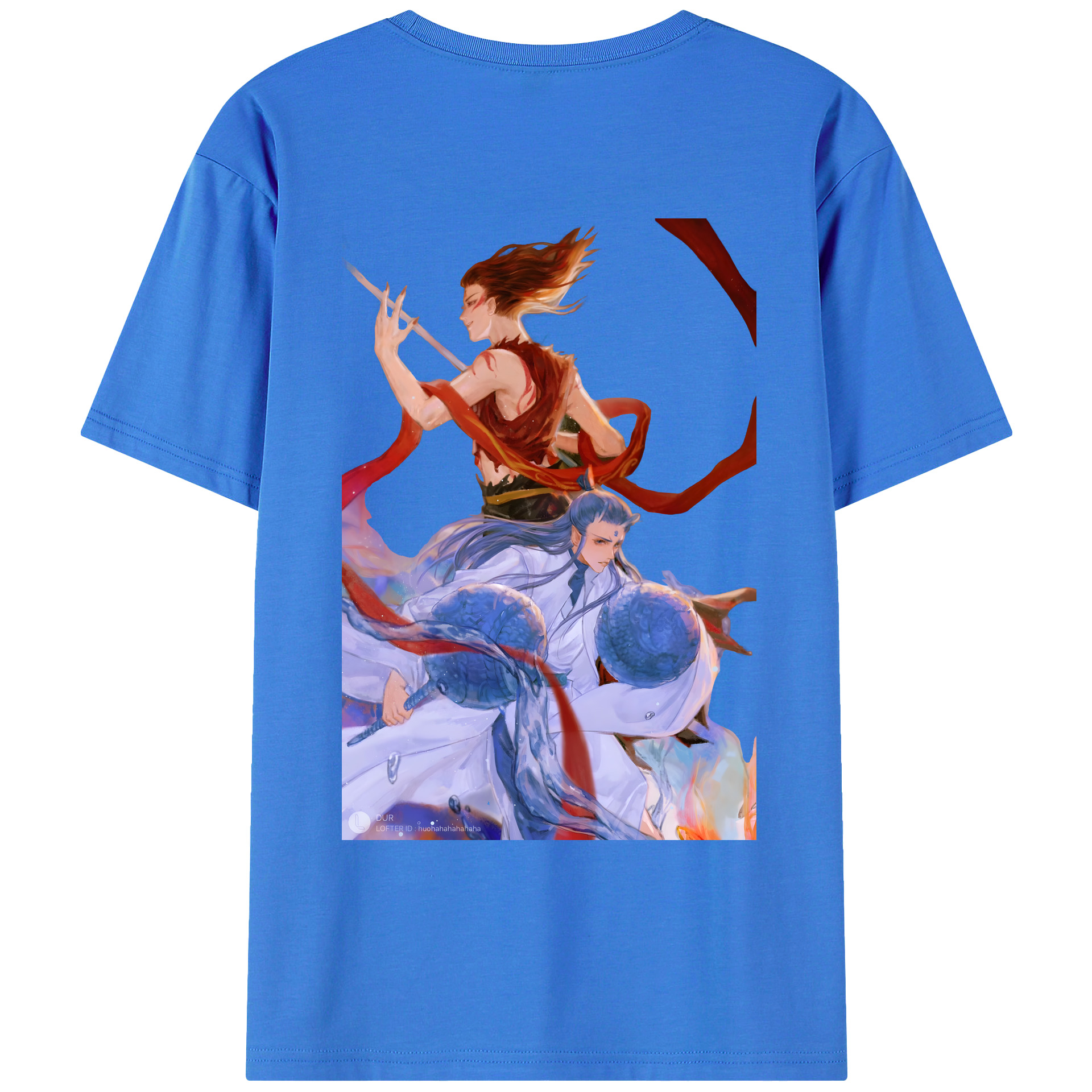 （画像用） Ne Zha 2 ナタ 魔童の大暴れ 綿100％ メンズ半袖Tシャツ（バックプリント） 通気性