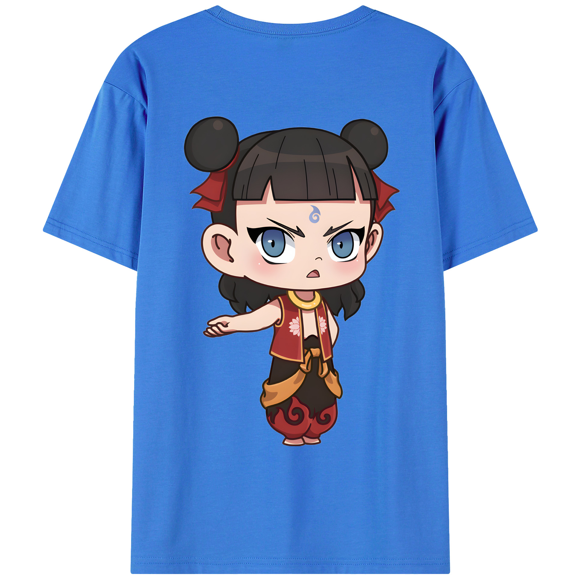 （画像用） Ne Zha 2 ナタ 魔童の大暴れ 綿100％ メンズ半袖Tシャツ（バックプリント） 通気性