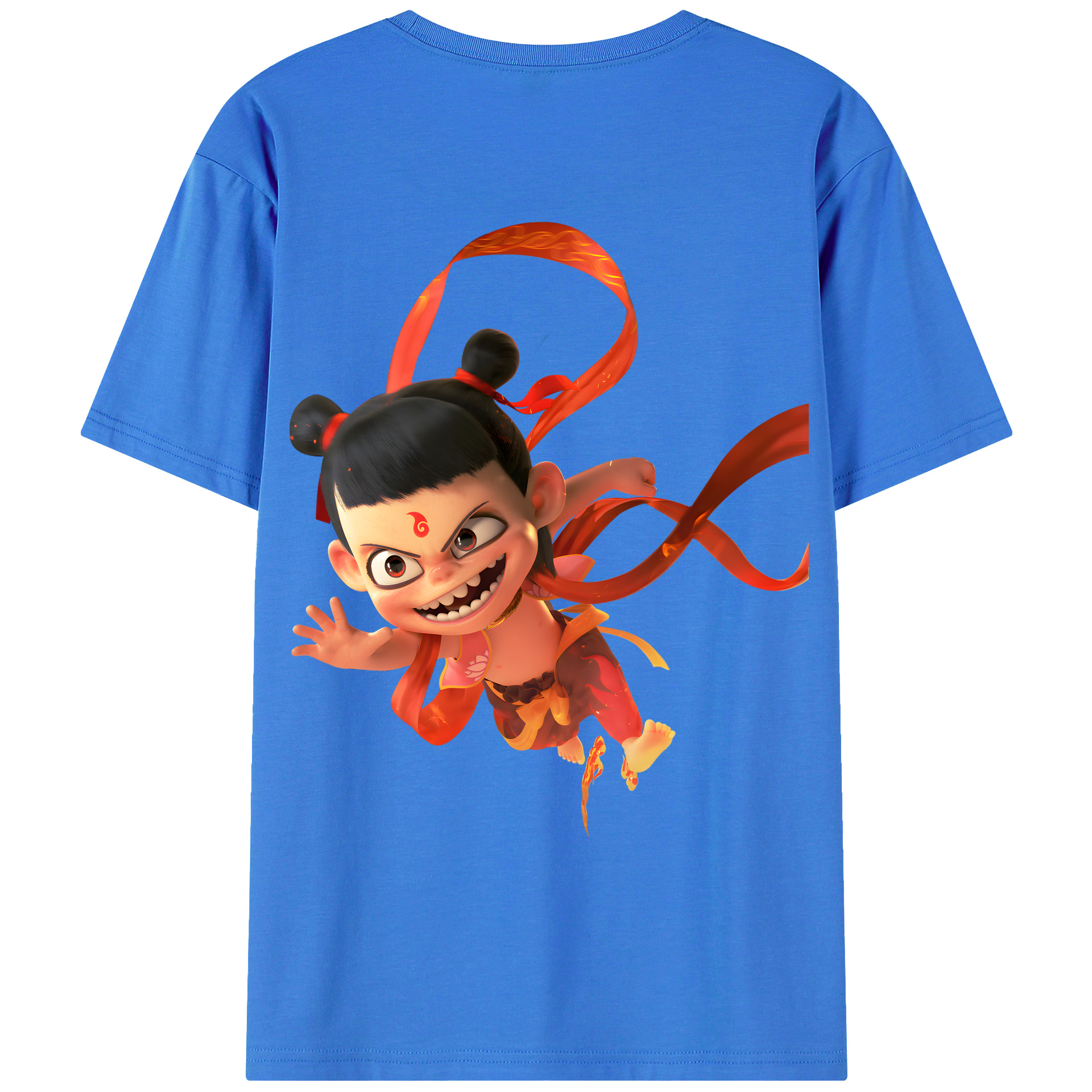 （画像用） Ne Zha 2 ナタ 魔童の大暴れ 綿100％ メンズ半袖Tシャツ（バックプリント） 通気性