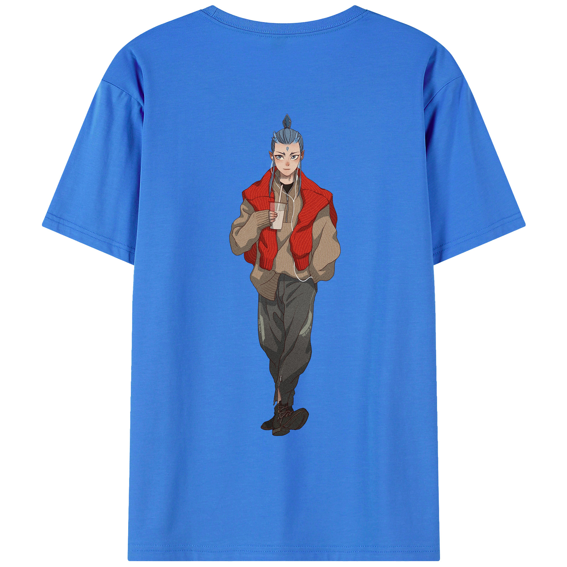 （画像用） Ne Zha 2 ナタ 魔童の大暴れ 綿100％ メンズ半袖Tシャツ（バックプリント） 通気性