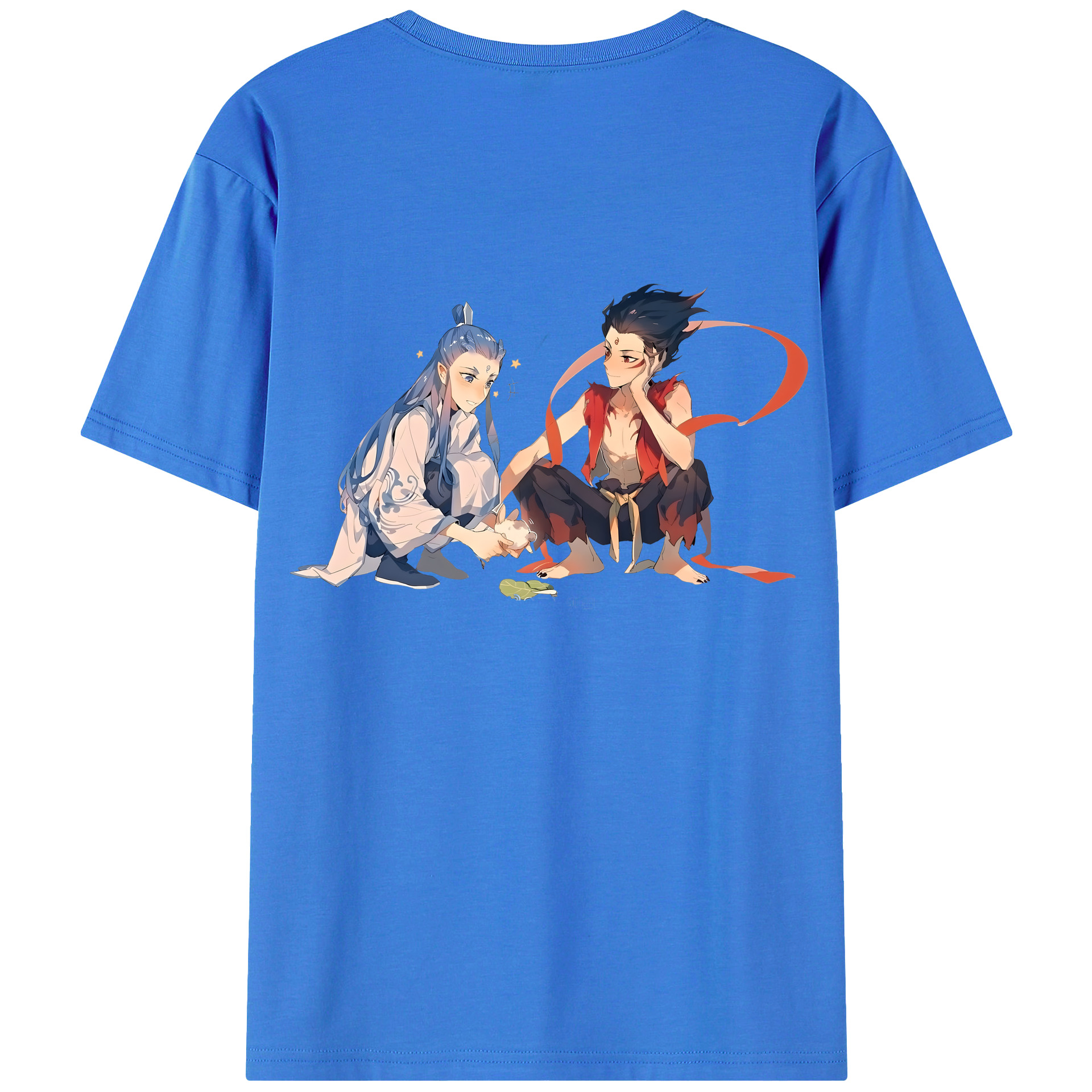 （画像用） Ne Zha 2 ナタ 魔童の大暴れ 綿100％ メンズ半袖Tシャツ（バックプリント） 通気性