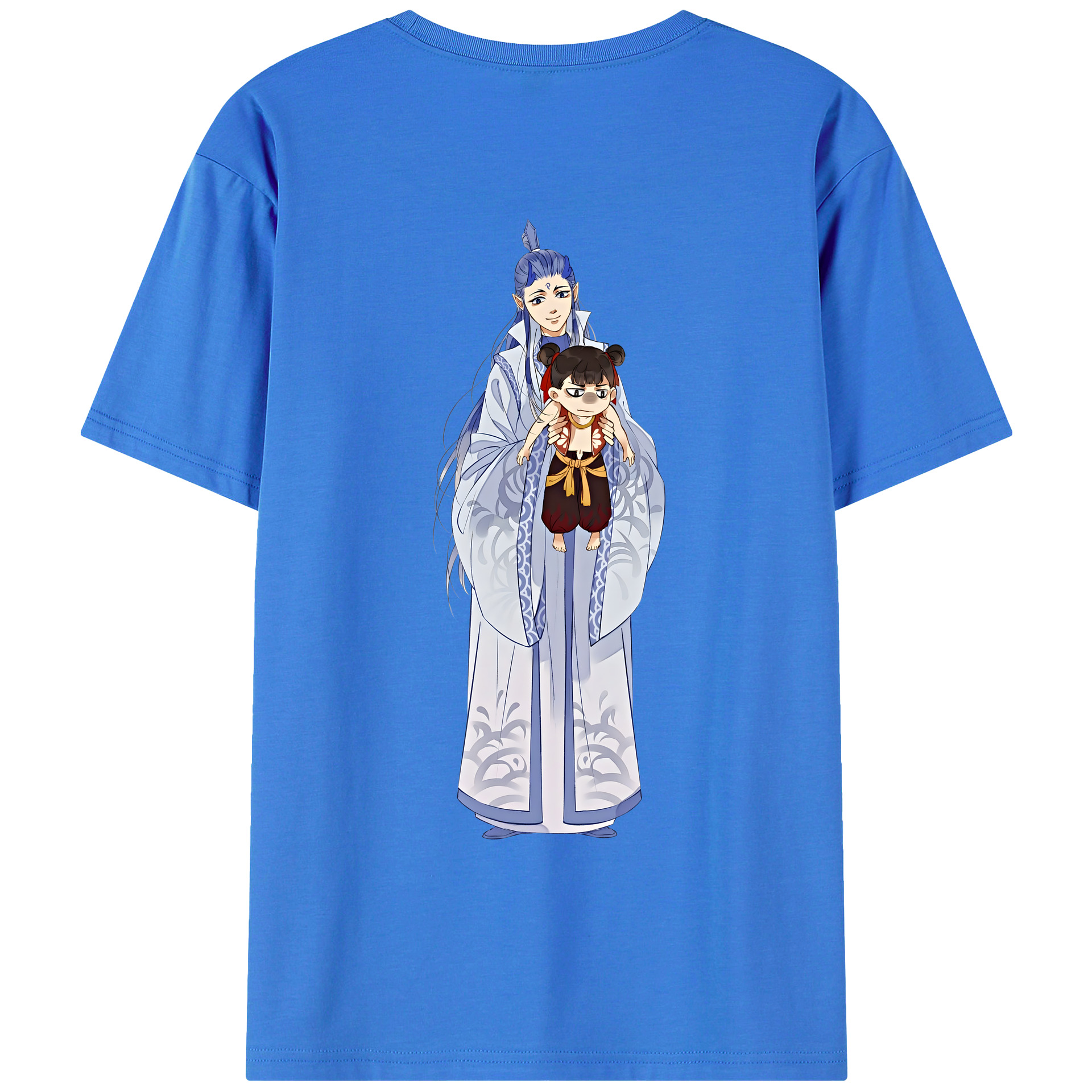 （画像用） Ne Zha 2 ナタ 魔童の大暴れ 綿100％ メンズ半袖Tシャツ（バックプリント） 通気性