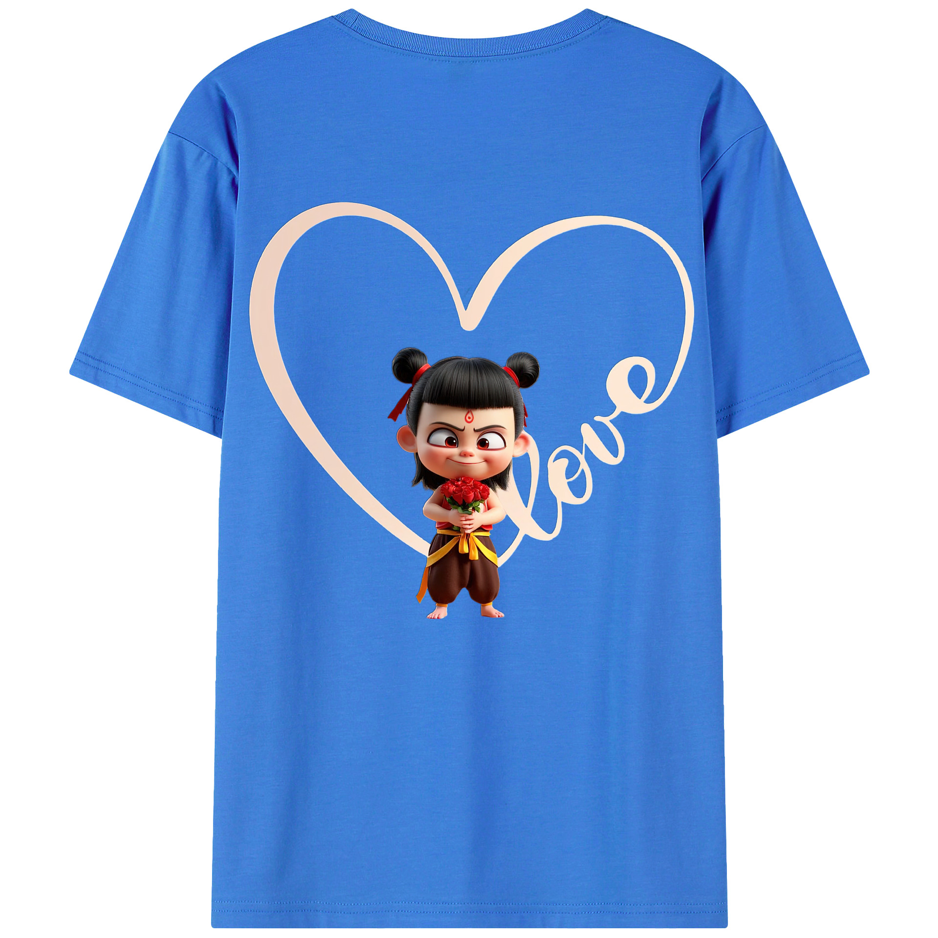 （画像用） Ne Zha 2 ナタ 魔童の大暴れ 綿100％ メンズ半袖Tシャツ（バックプリント） 通気性