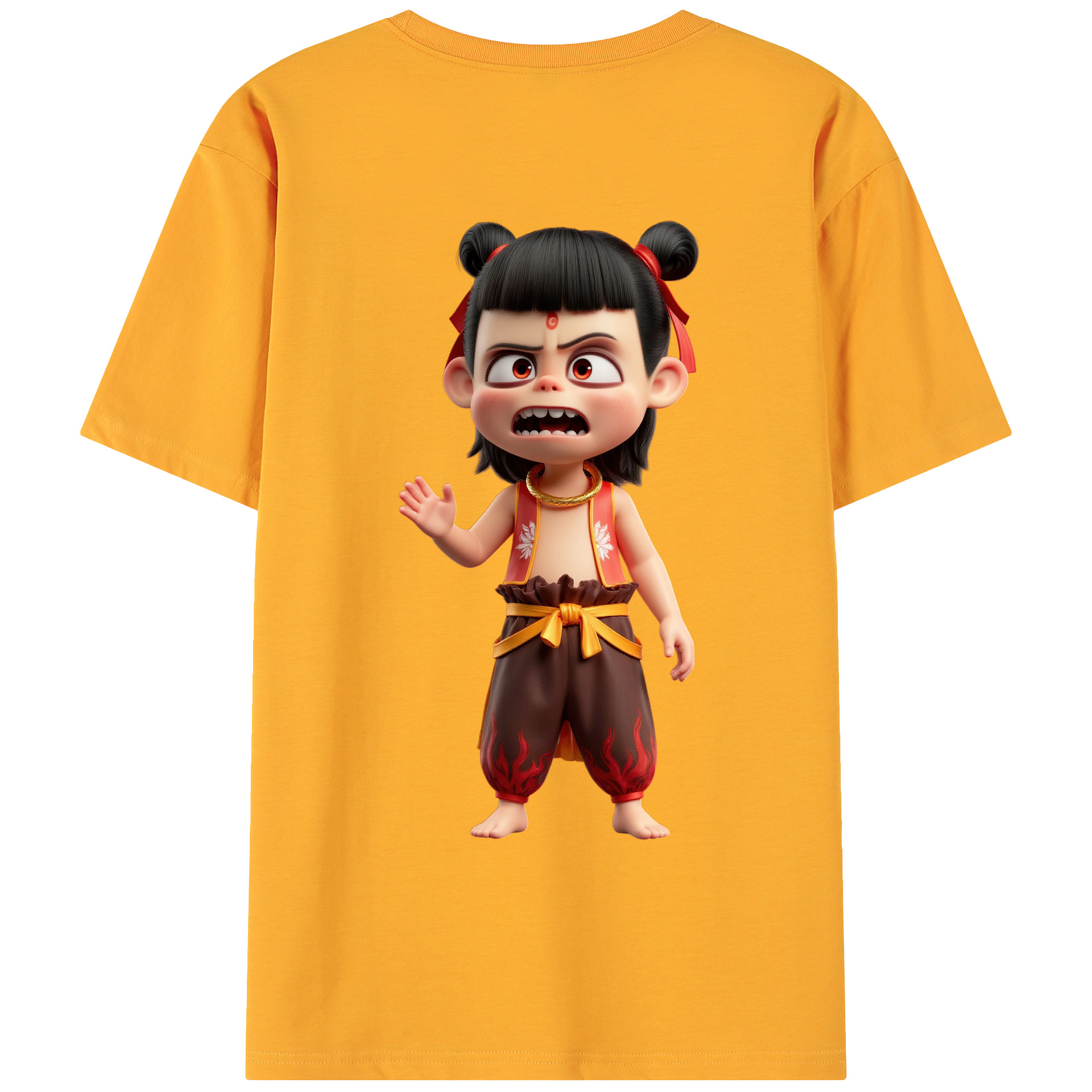 （画像用） Ne Zha 2 ナタ 魔童の大暴れ 綿100％ メンズ半袖Tシャツ（バックプリント） 通気性