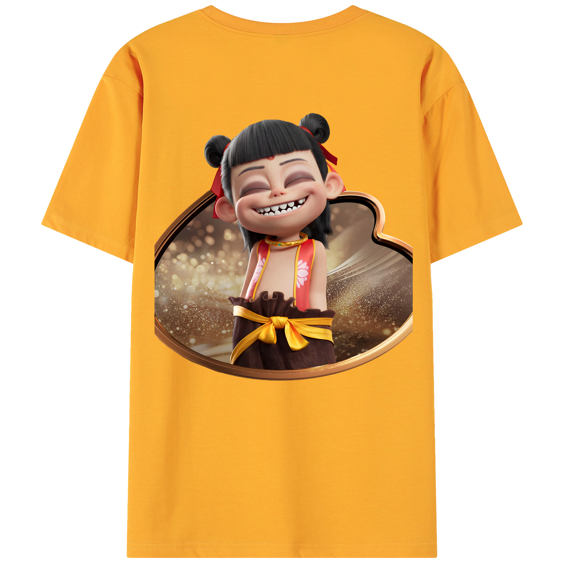 （画像用） Ne Zha 2 ナタ 魔童の大暴れ 綿100％ メンズ半袖Tシャツ（バックプリント） 通気性