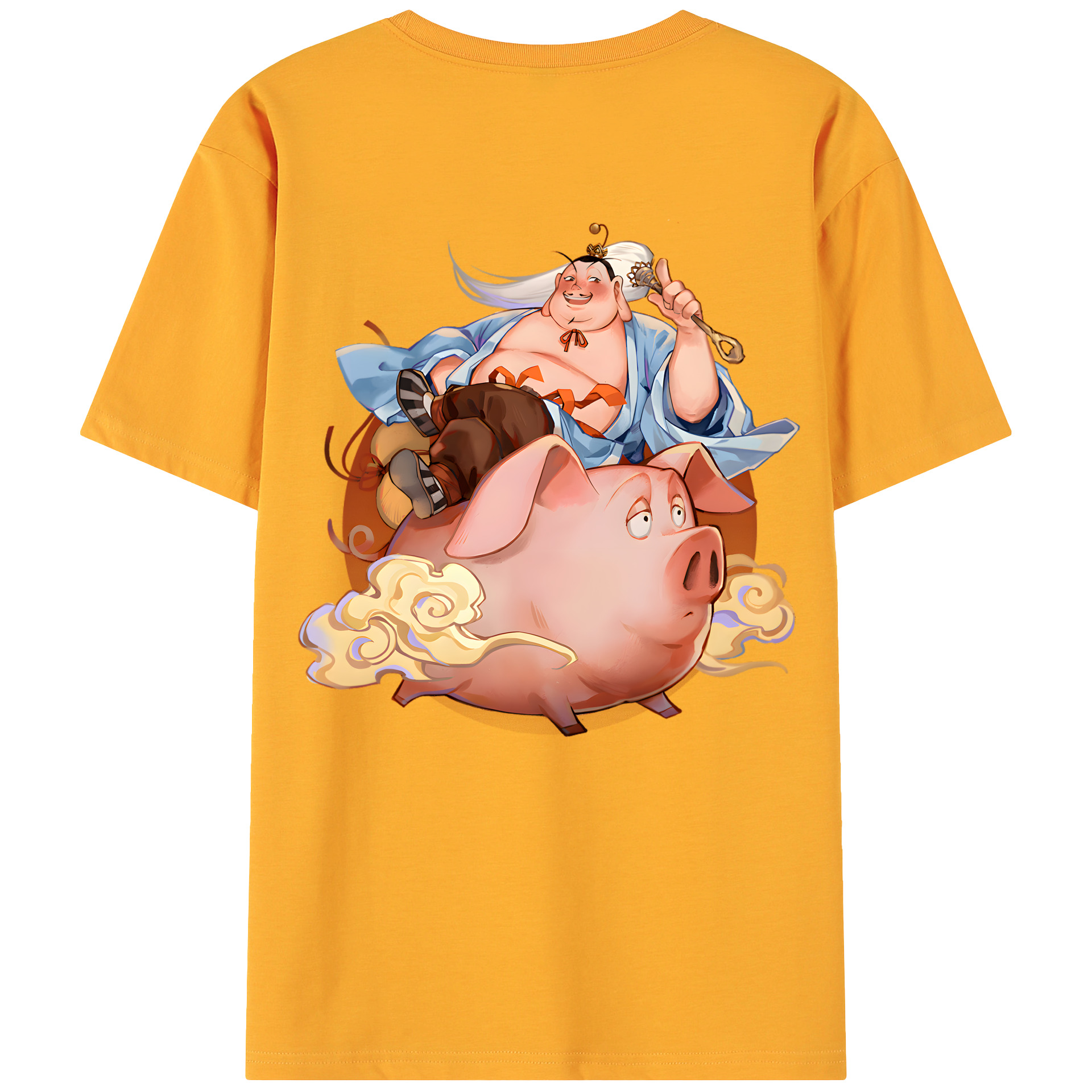 （画像用） Ne Zha 2 ナタ 魔童の大暴れ 綿100％ メンズ半袖Tシャツ（バックプリント） 通気性
